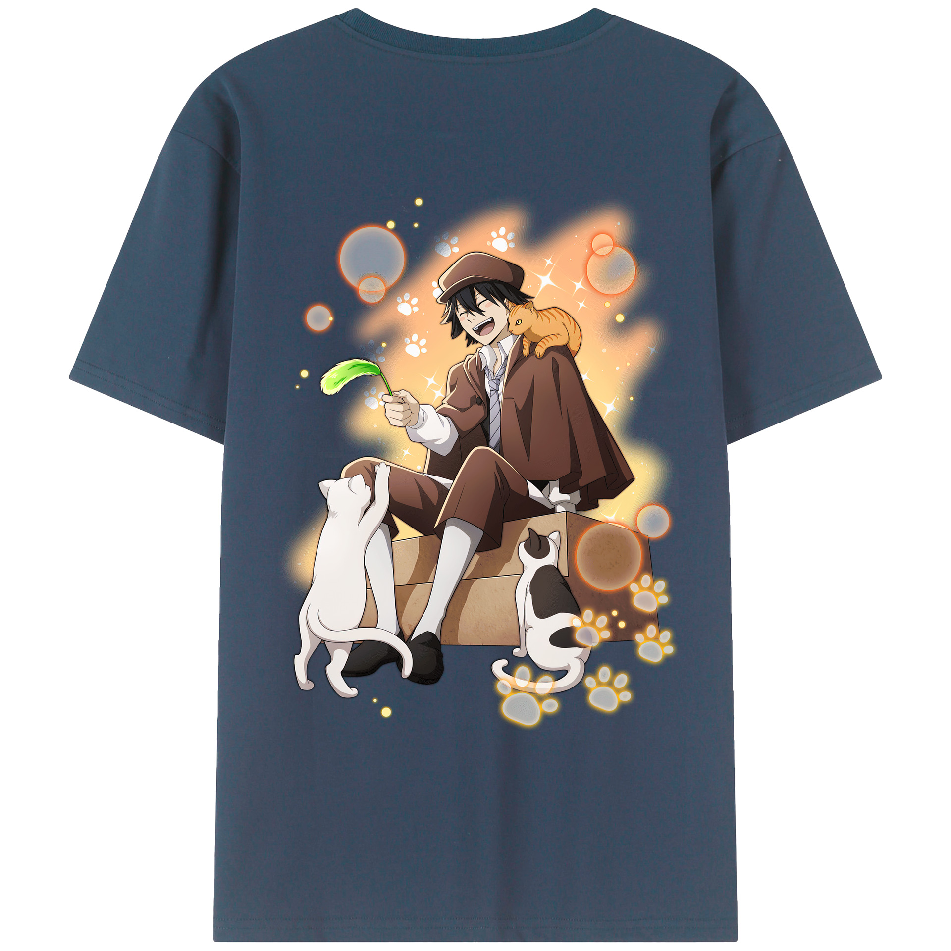 （画像用） 文豪ストレイドッグス Bungo Stray Dogs 綿100％ メンズ半袖Tシャツ（バックプリント） 通気性