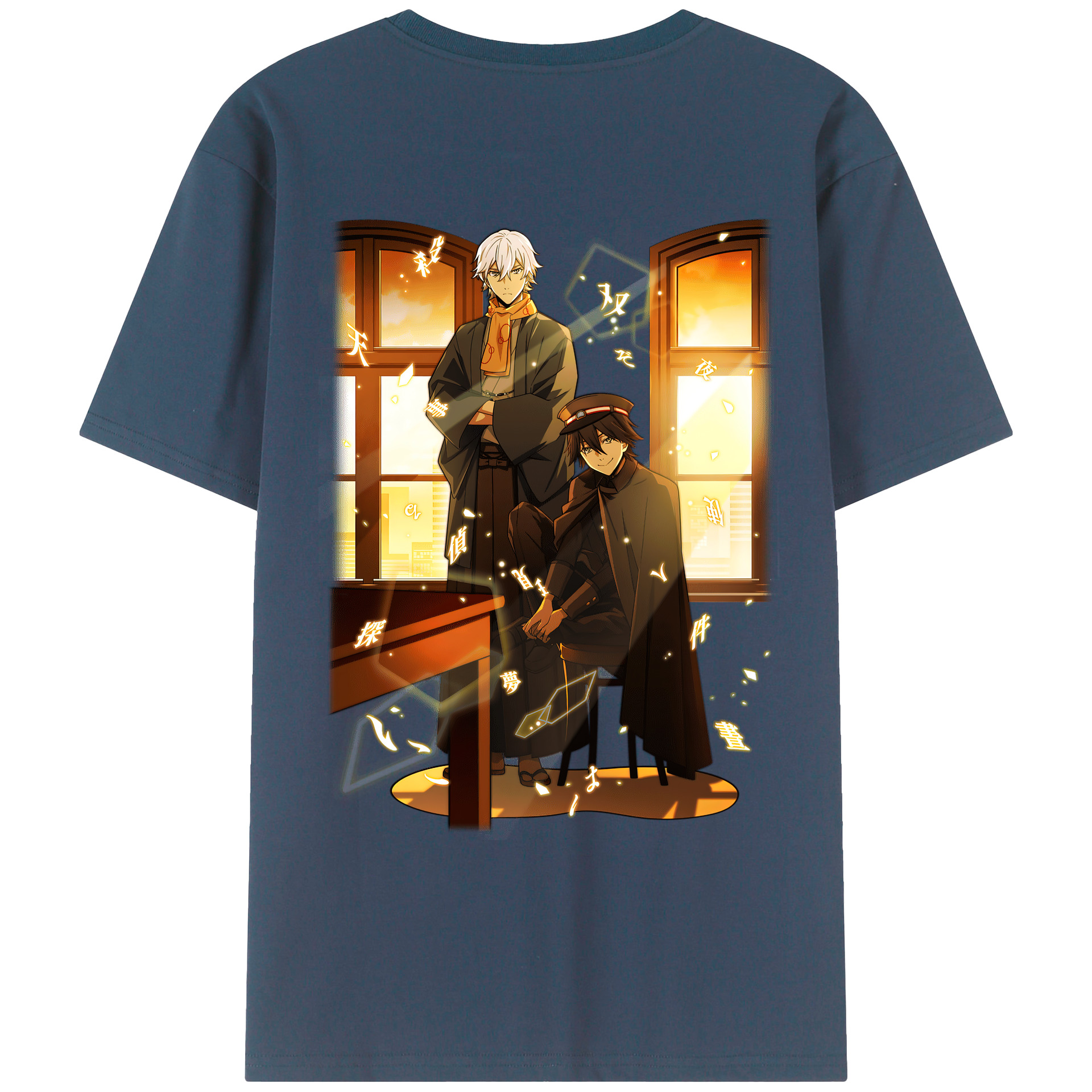 （画像用） 文豪ストレイドッグス Bungo Stray Dogs 綿100％ メンズ半袖Tシャツ（バックプリント） 通気性
