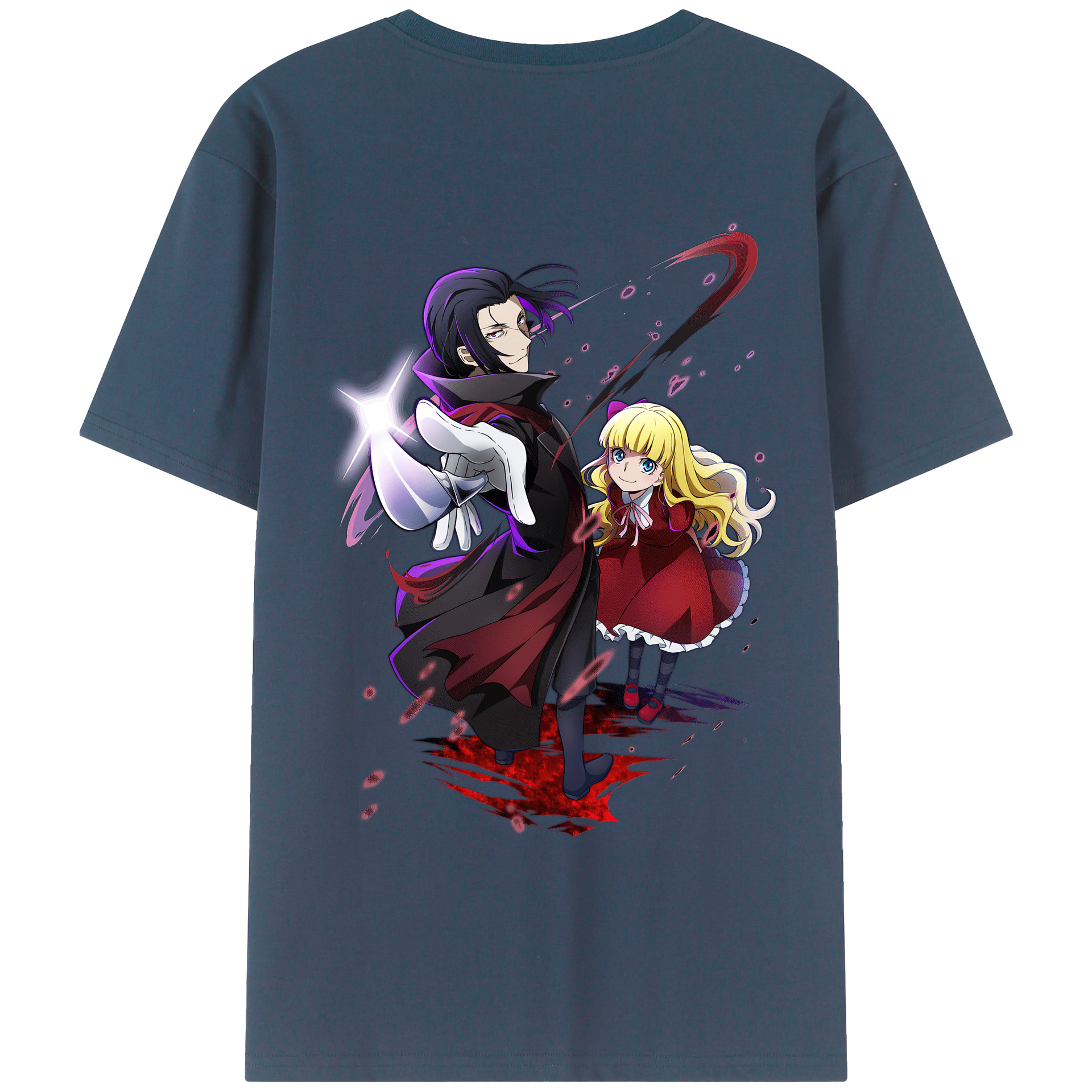 （画像用） 文豪ストレイドッグス Bungo Stray Dogs 綿100％ メンズ半袖Tシャツ（バックプリント） 通気性