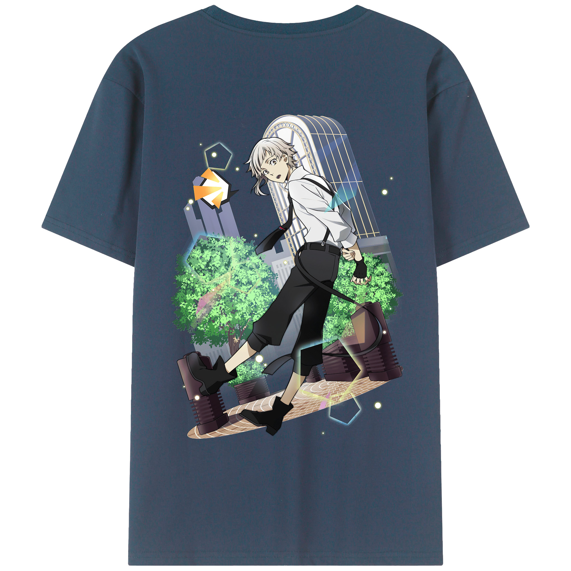（画像用） 文豪ストレイドッグス Bungo Stray Dogs 綿100％ メンズ半袖Tシャツ（バックプリント） 通気性