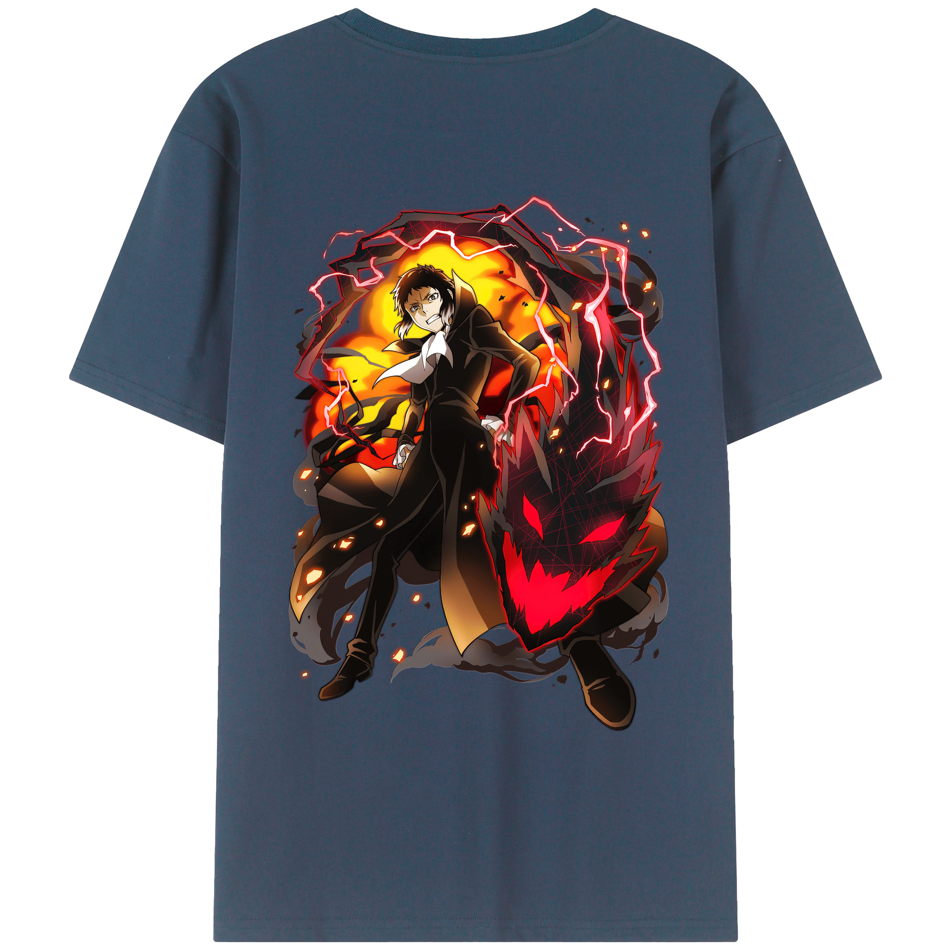 （画像用） 文豪ストレイドッグス Bungo Stray Dogs 綿100％ メンズ半袖Tシャツ（バックプリント） 通気性