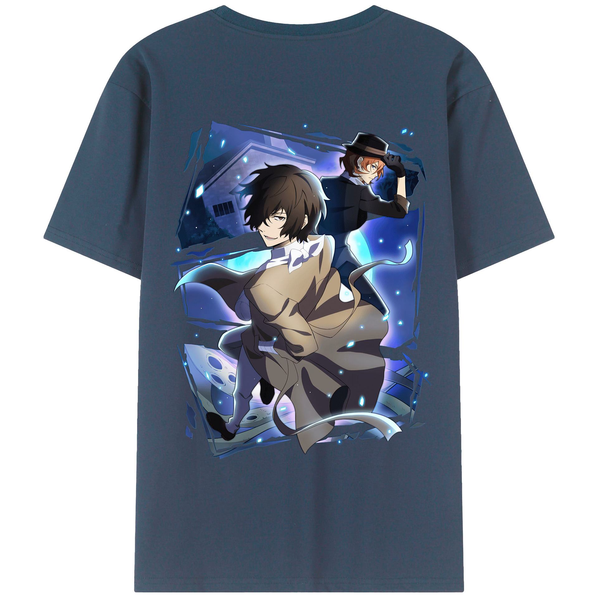 （画像用） 文豪ストレイドッグス Bungo Stray Dogs 綿100％ メンズ半袖Tシャツ（バックプリント） 通気性