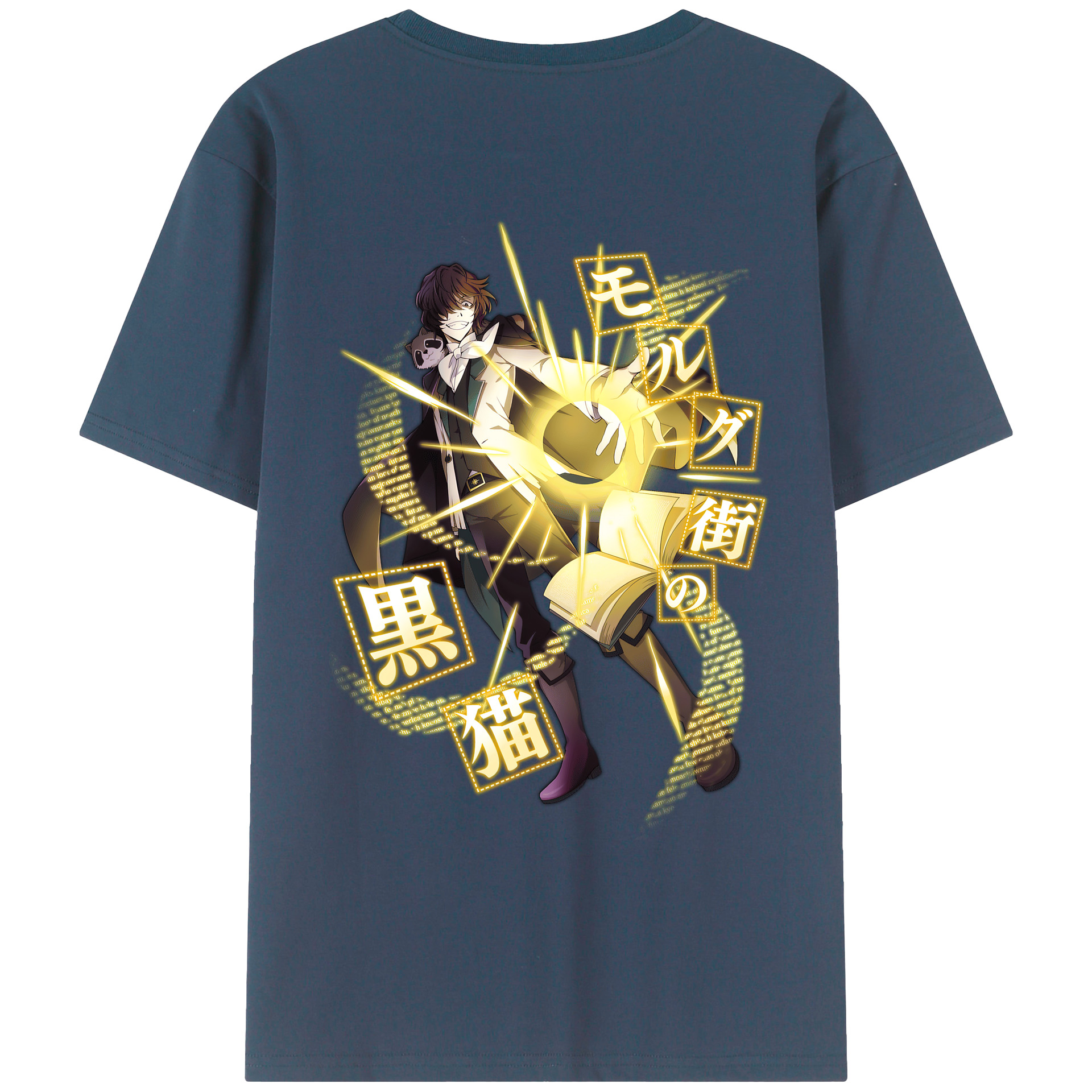 文豪ストレイドッグス Bungo Stray Dogs 綿100％ メンズ半袖Tシャツ（バックプリント） 通気性