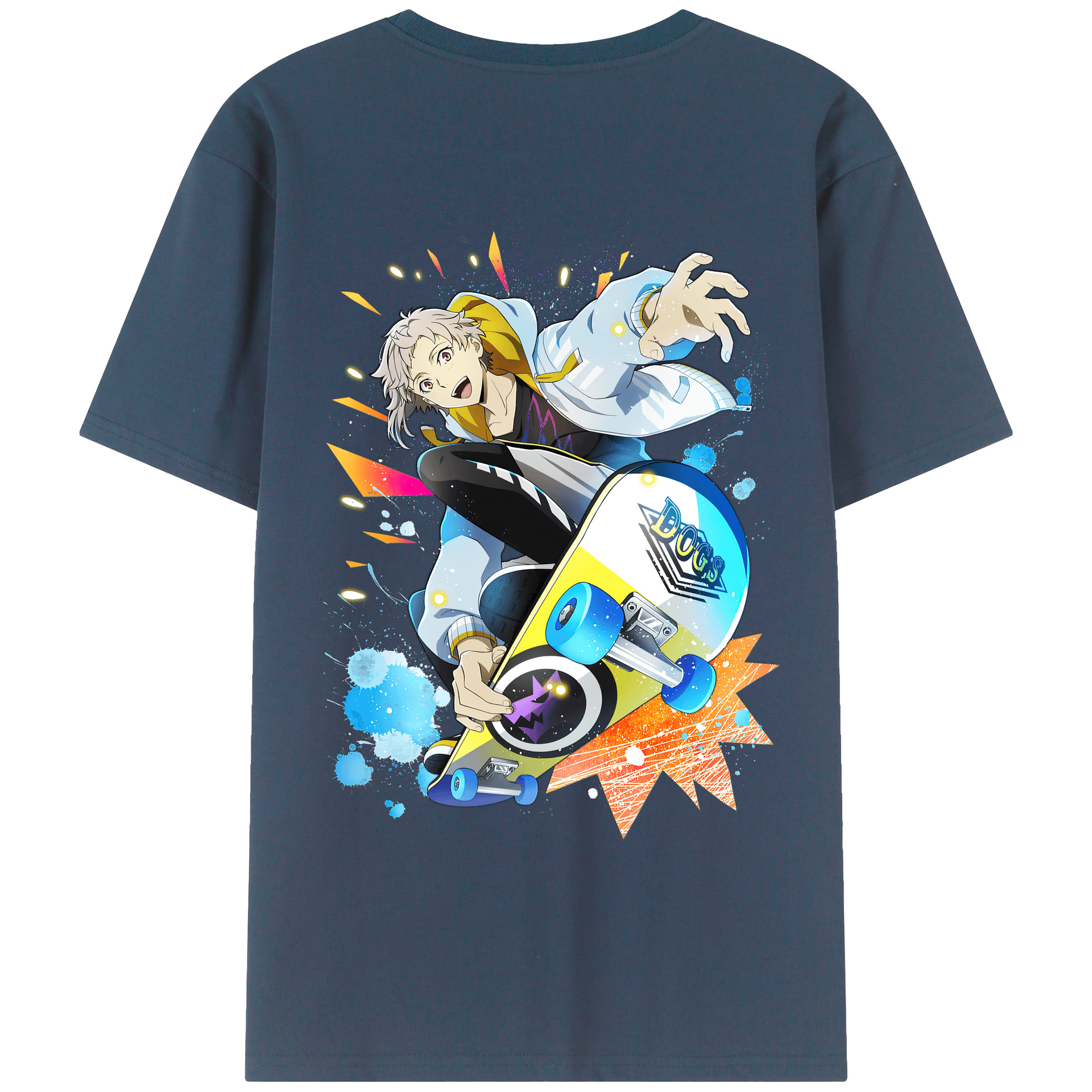 （画像用） 文豪ストレイドッグス Bungo Stray Dogs 綿100％ メンズ半袖Tシャツ（バックプリント） 通気性