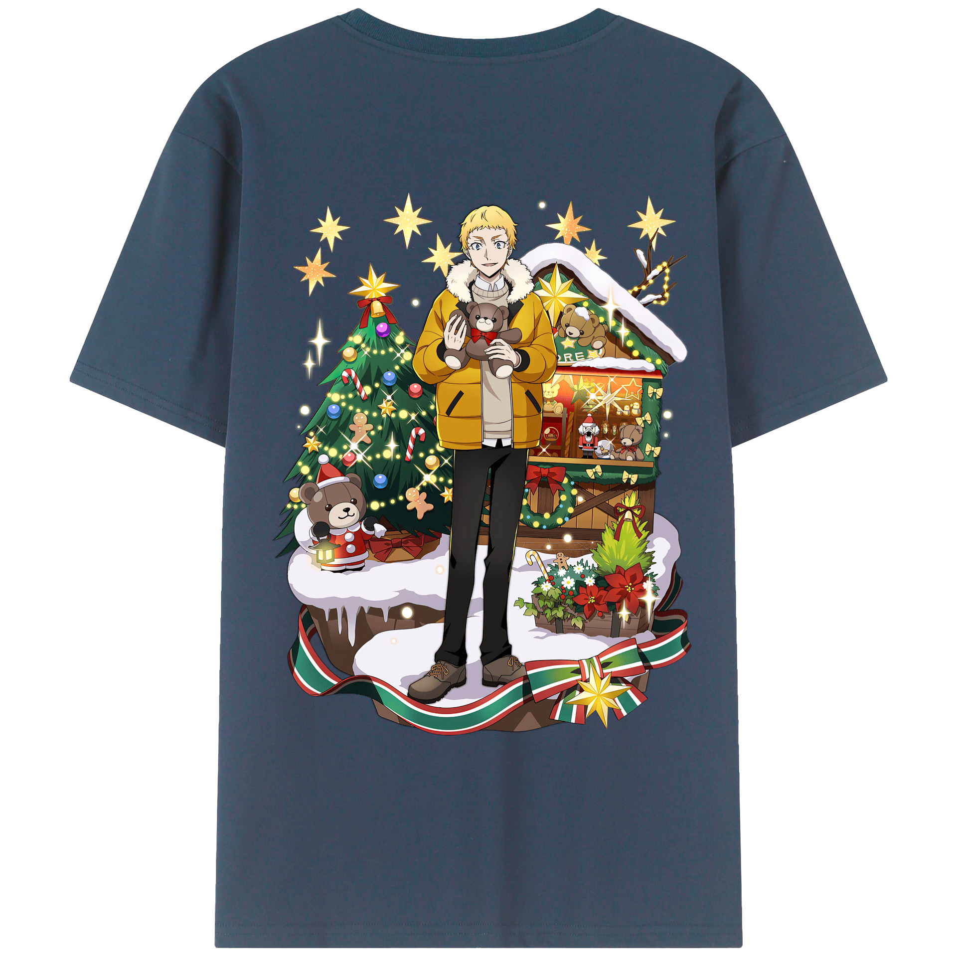 （画像用） 文豪ストレイドッグス Bungo Stray Dogs 綿100％ メンズ半袖Tシャツ（バックプリント） 通気性