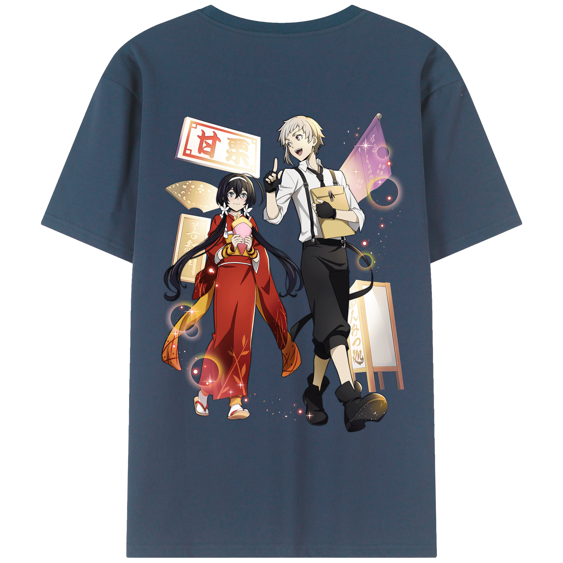 （画像用） 文豪ストレイドッグス Bungo Stray Dogs 綿100％ メンズ半袖Tシャツ（バックプリント） 通気性