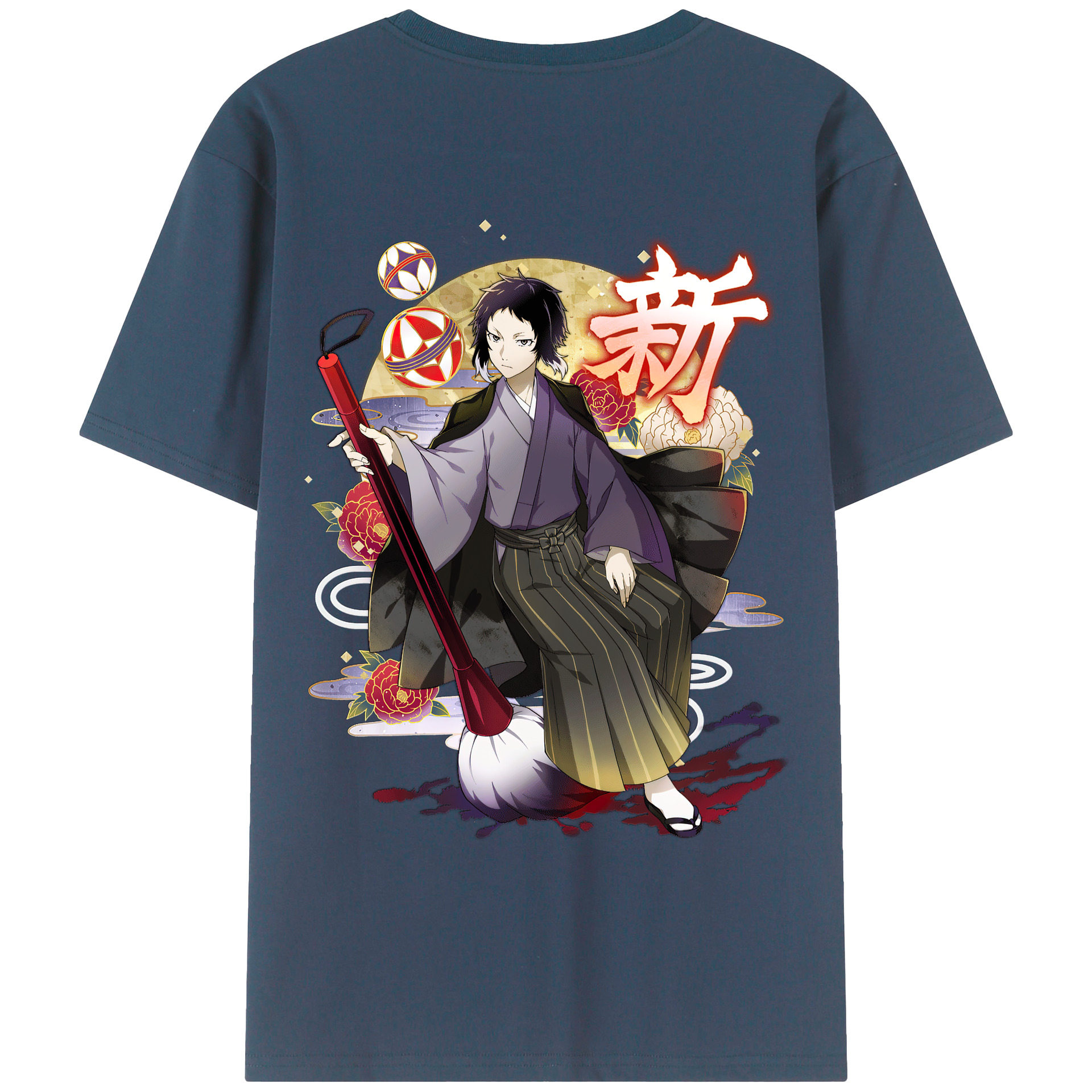 （画像用） 文豪ストレイドッグス Bungo Stray Dogs 綿100％ メンズ半袖Tシャツ（バックプリント） 通気性