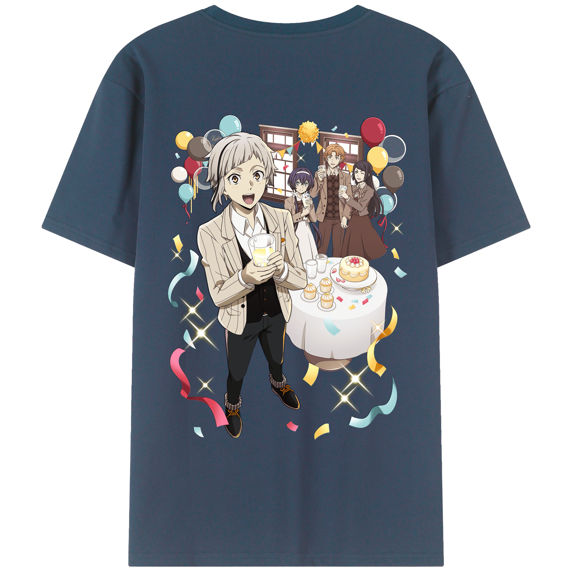 （画像用） 文豪ストレイドッグス Bungo Stray Dogs 綿100％ メンズ半袖Tシャツ（バックプリント） 通気性