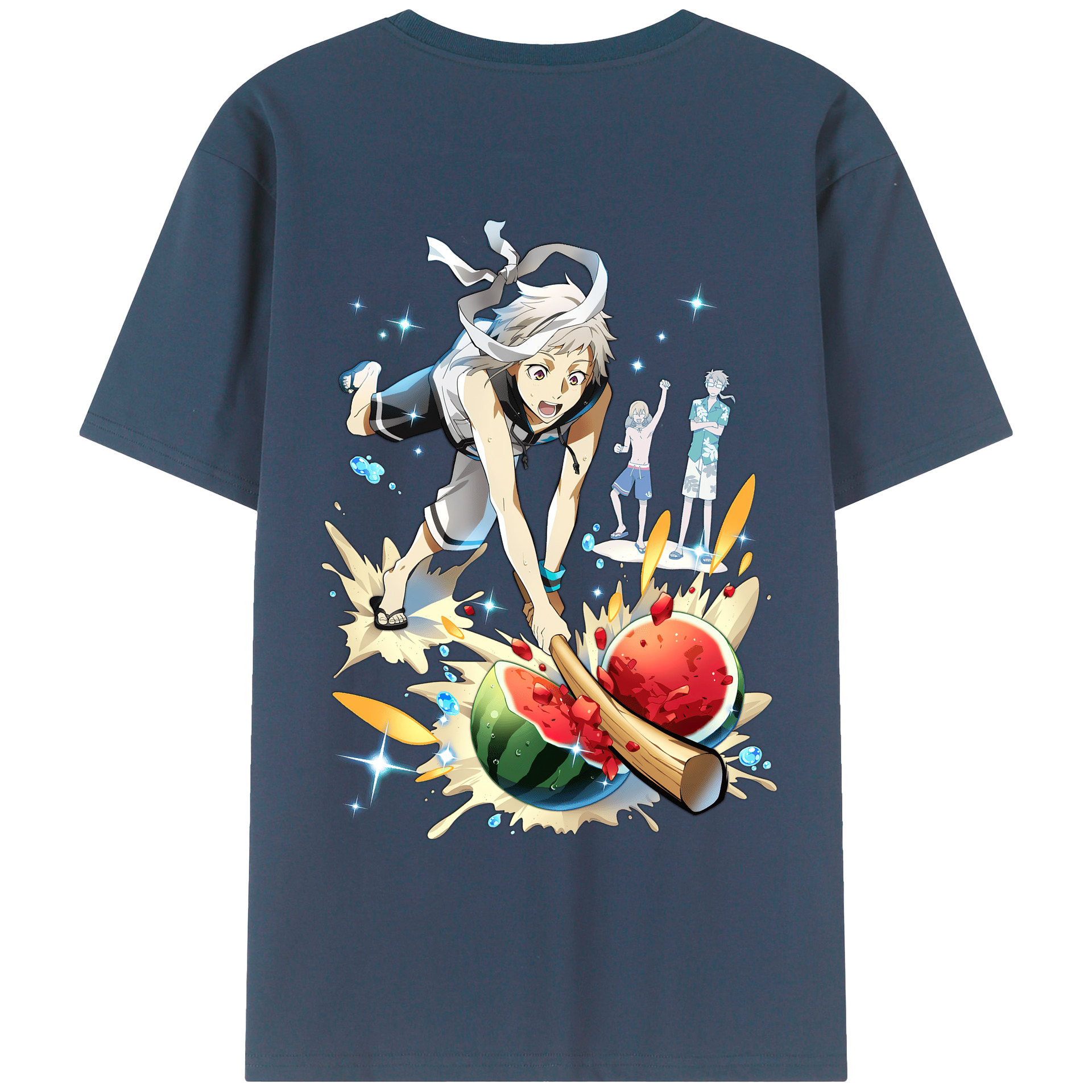 （画像用） 文豪ストレイドッグス Bungo Stray Dogs 綿100％ メンズ半袖Tシャツ（バックプリント） 通気性