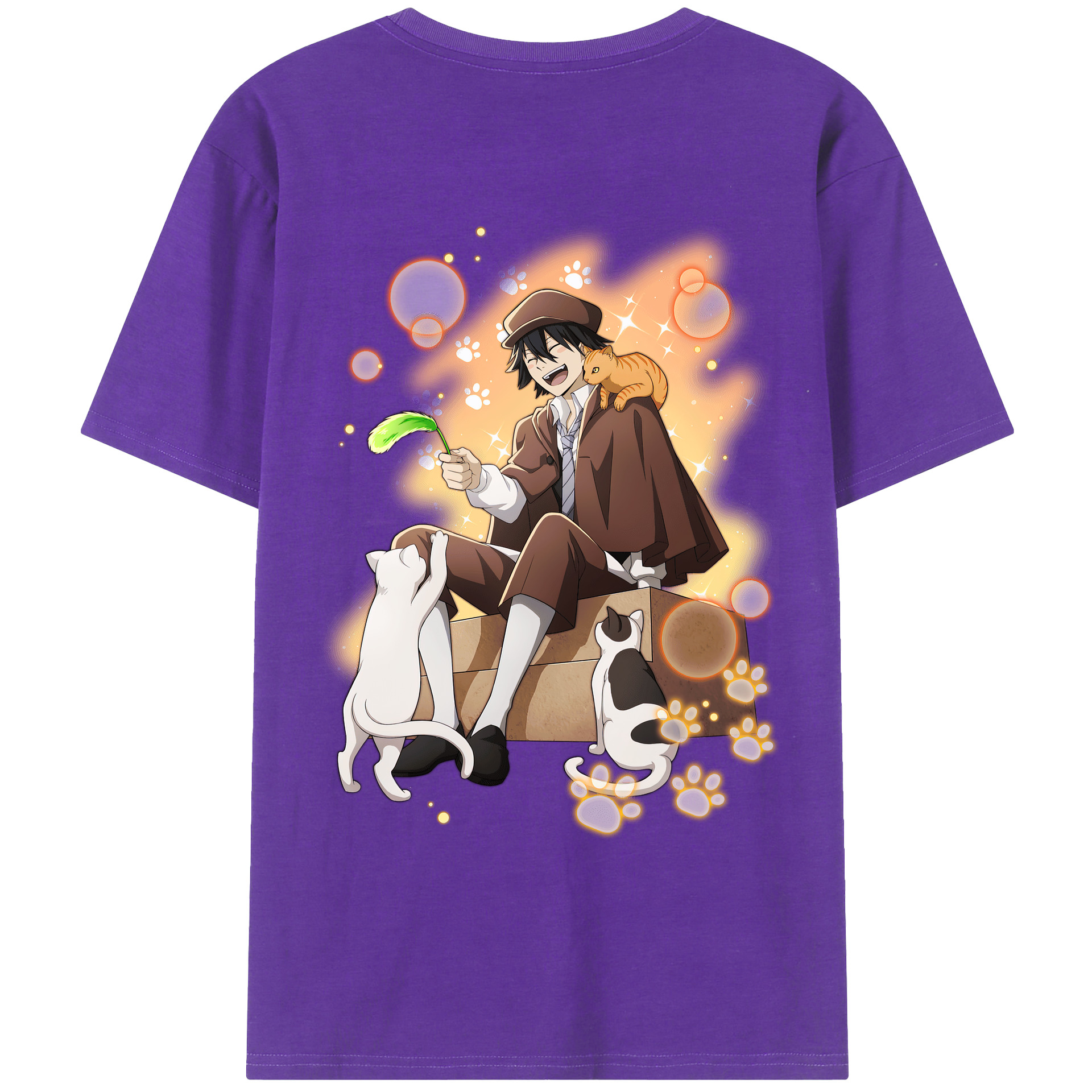 （画像用） 文豪ストレイドッグス Bungo Stray Dogs 綿100％ メンズ半袖Tシャツ（バックプリント） 通気性