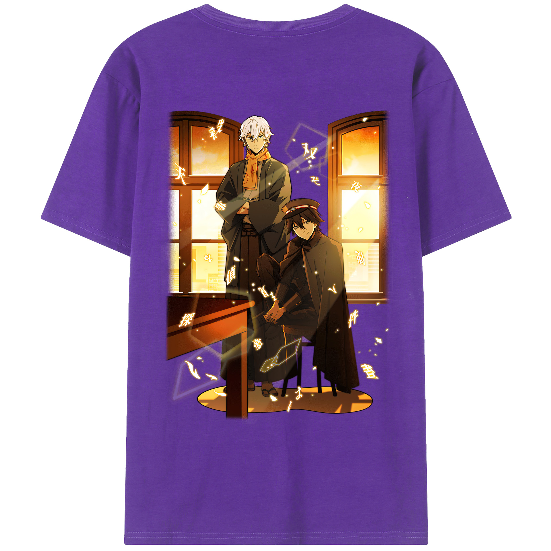 （画像用） 文豪ストレイドッグス Bungo Stray Dogs 綿100％ メンズ半袖Tシャツ（バックプリント） 通気性