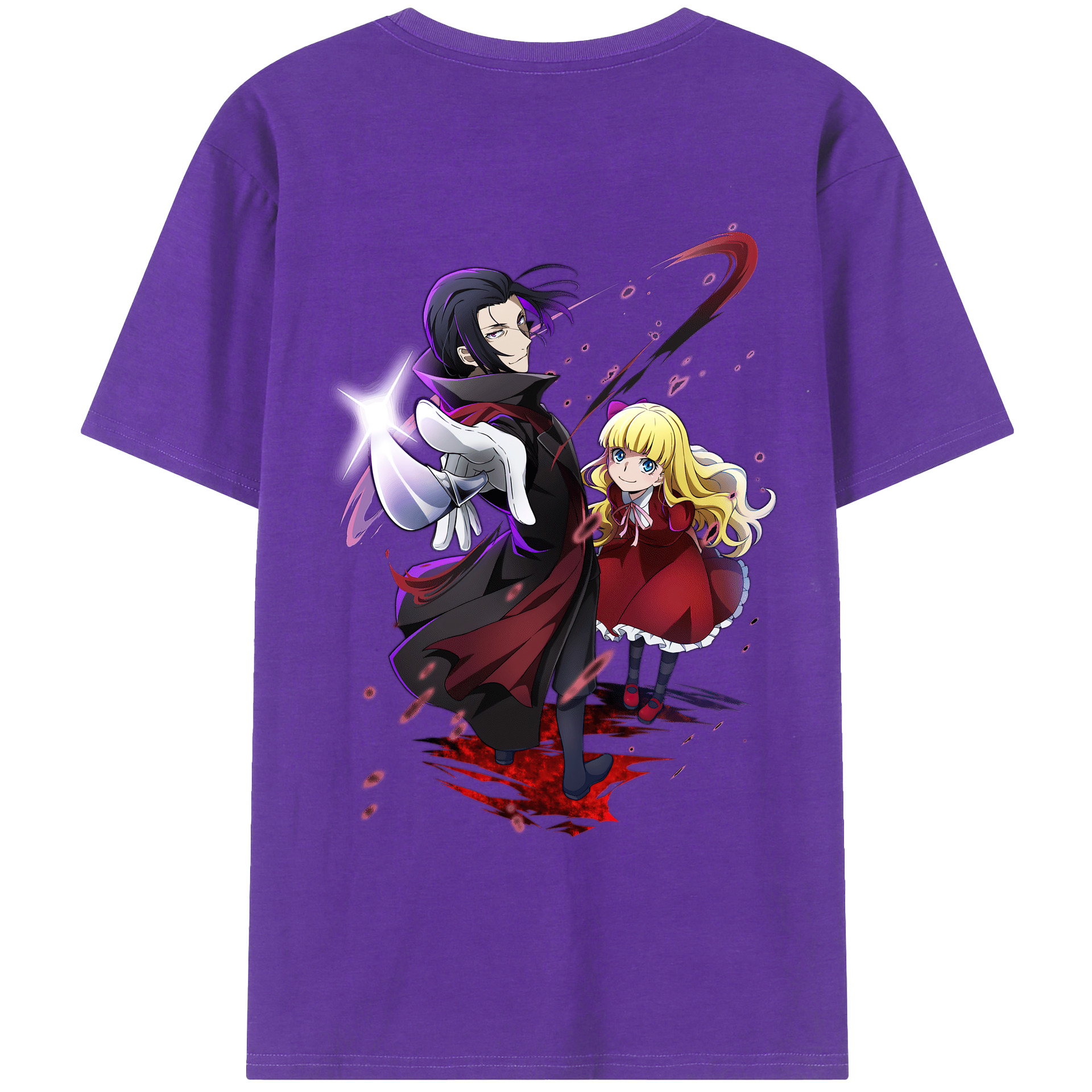 （画像用） 文豪ストレイドッグス Bungo Stray Dogs 綿100％ メンズ半袖Tシャツ（バックプリント） 通気性