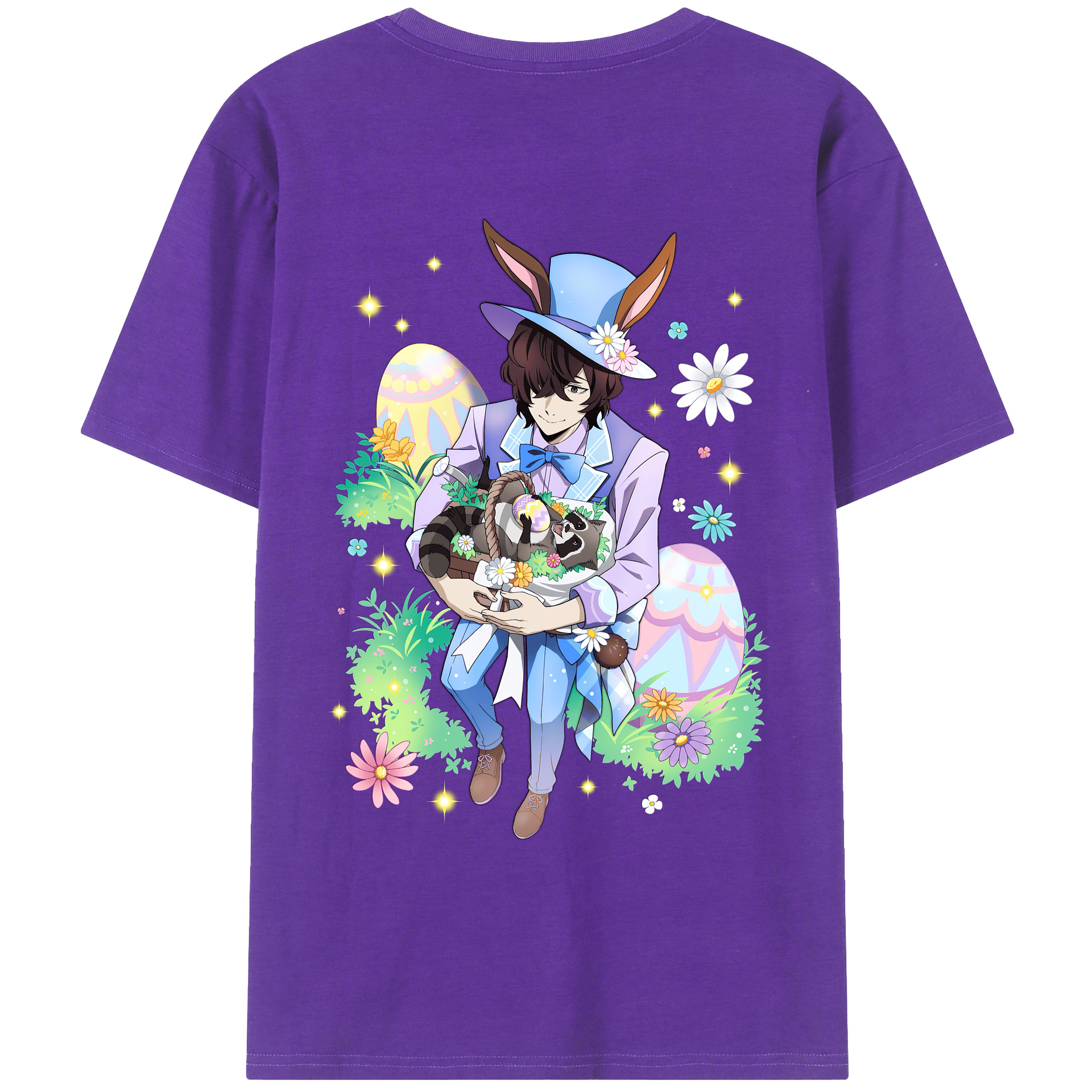 （画像用） 文豪ストレイドッグス Bungo Stray Dogs 綿100％ メンズ半袖Tシャツ（バックプリント） 通気性