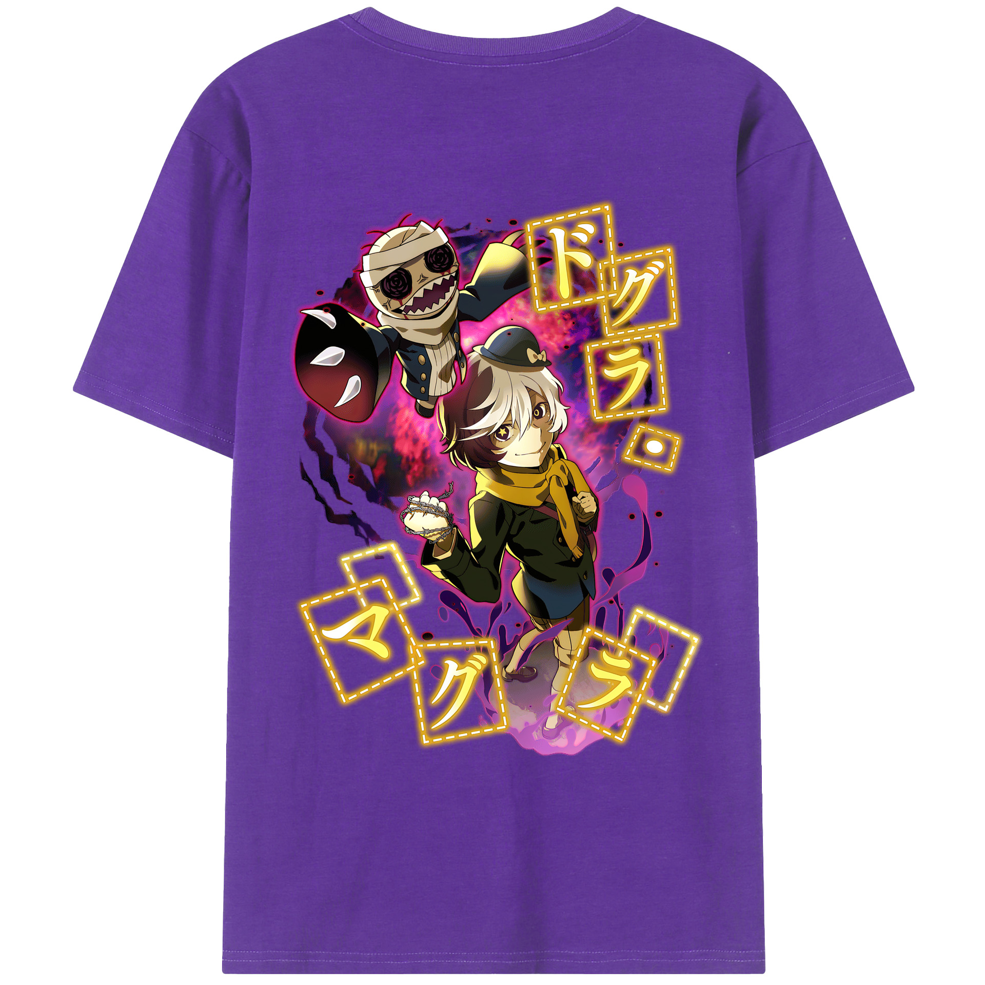 （画像用） 文豪ストレイドッグス Bungo Stray Dogs 綿100％ メンズ半袖Tシャツ（バックプリント） 通気性