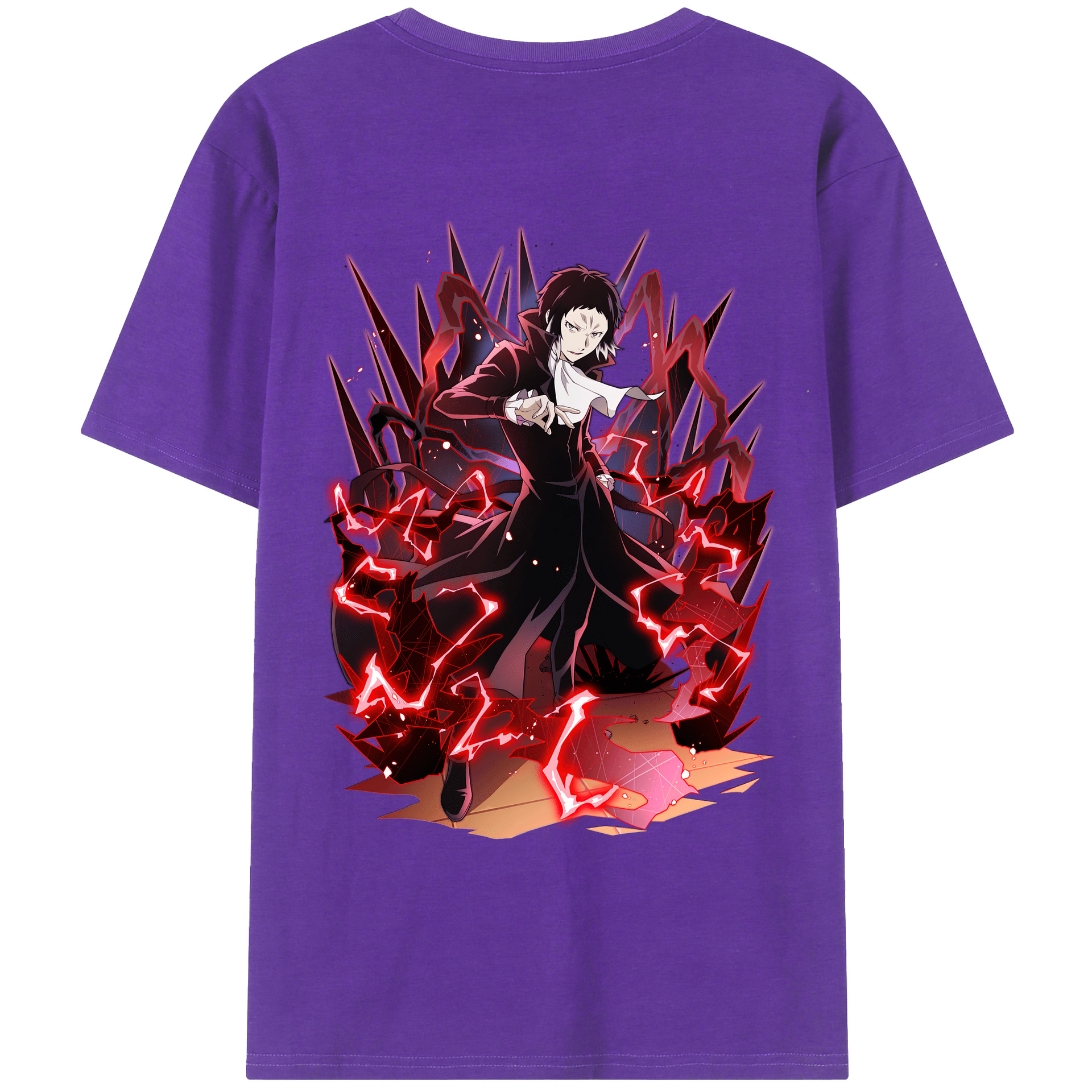（画像用） 文豪ストレイドッグス Bungo Stray Dogs 綿100％ メンズ半袖Tシャツ（バックプリント） 通気性
