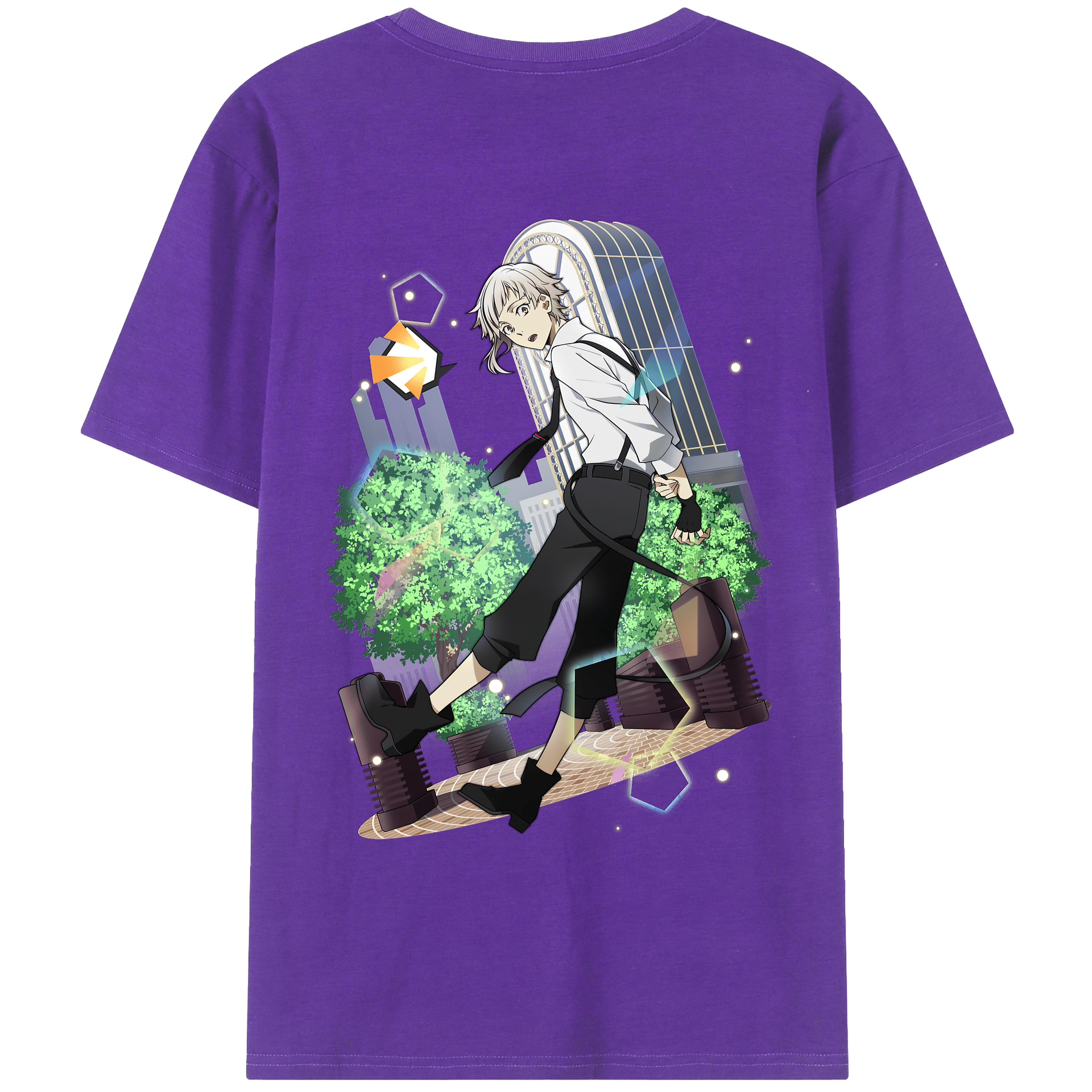 （画像用） 文豪ストレイドッグス Bungo Stray Dogs 綿100％ メンズ半袖Tシャツ（バックプリント） 通気性