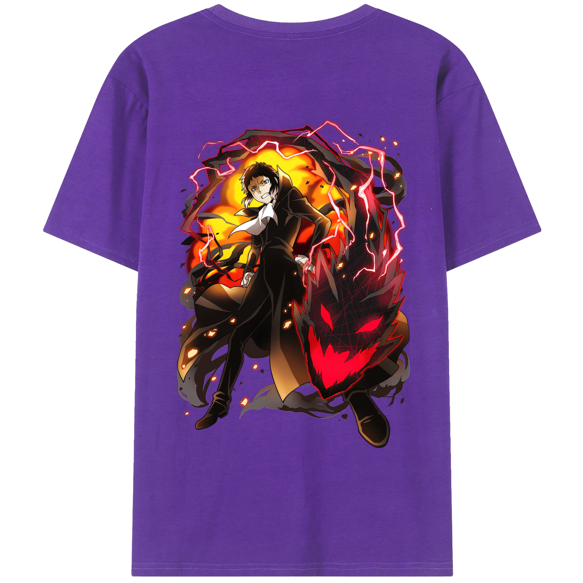 （画像用） 文豪ストレイドッグス Bungo Stray Dogs 綿100％ メンズ半袖Tシャツ（バックプリント） 通気性