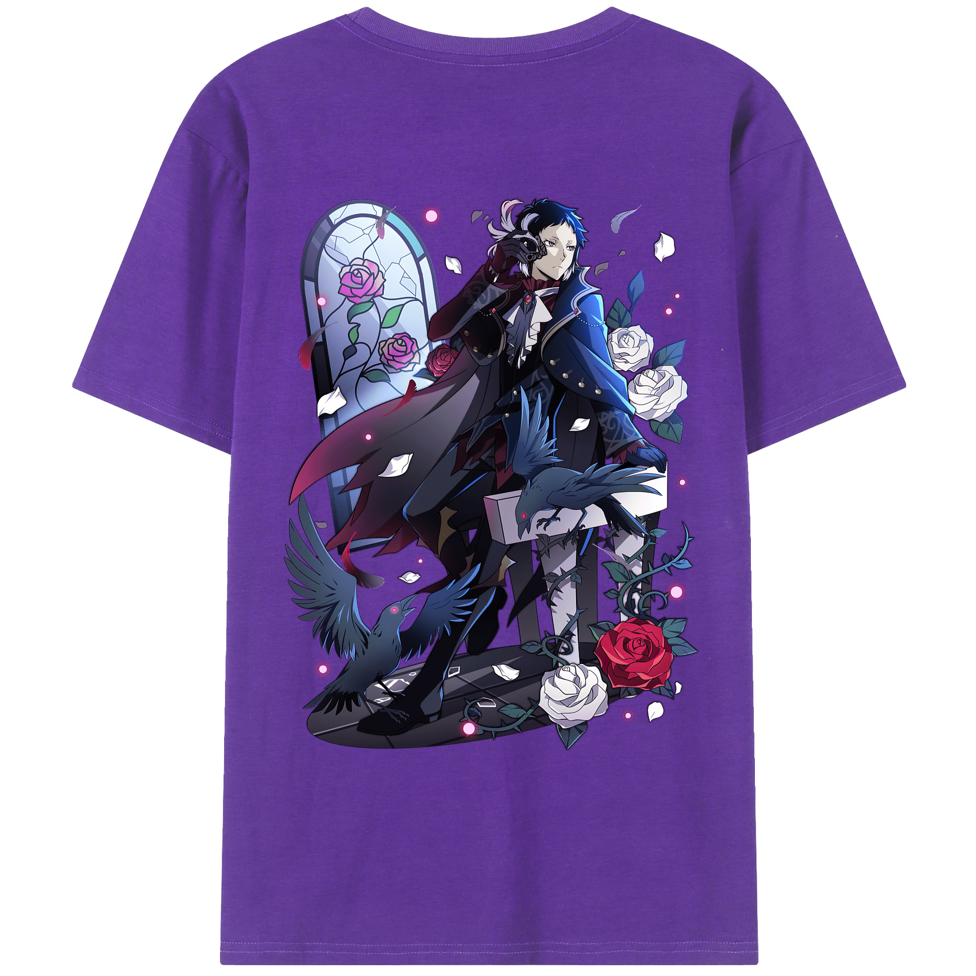 （画像用） 文豪ストレイドッグス Bungo Stray Dogs 綿100％ メンズ半袖Tシャツ（バックプリント） 通気性