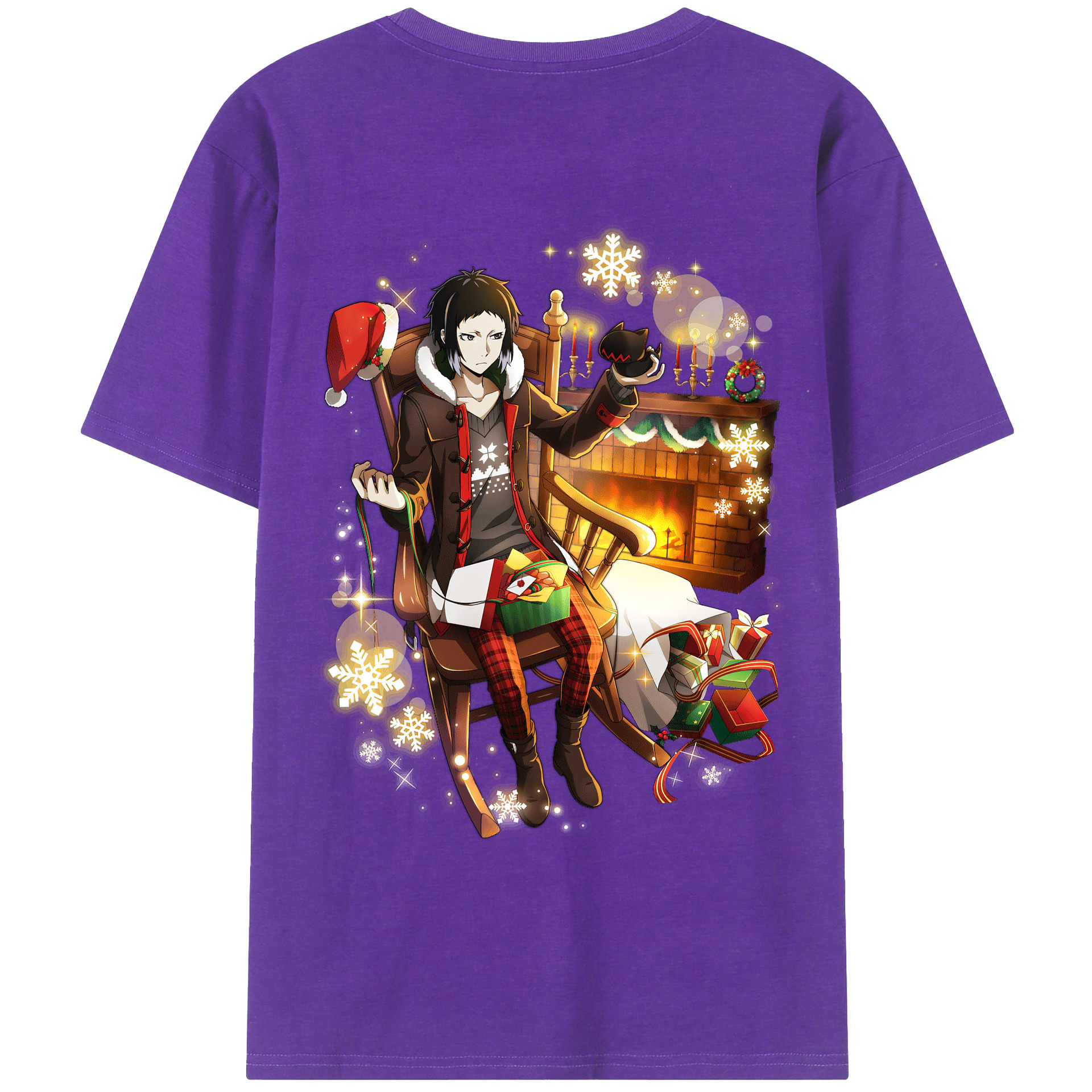 （画像用） 文豪ストレイドッグス Bungo Stray Dogs 綿100％ メンズ半袖Tシャツ（バックプリント） 通気性