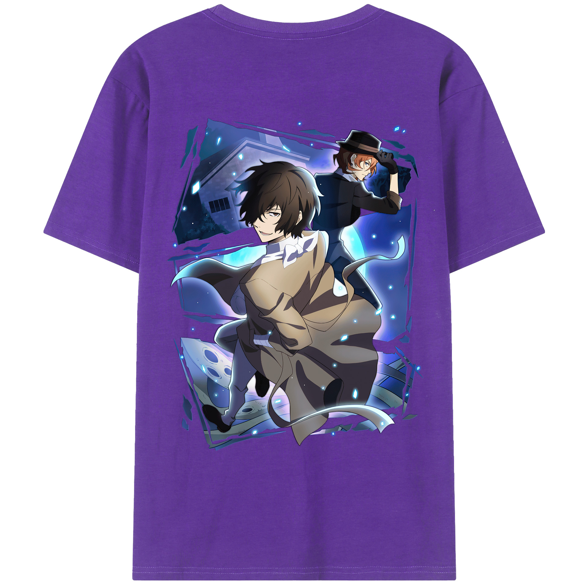 （画像用） 文豪ストレイドッグス Bungo Stray Dogs 綿100％ メンズ半袖Tシャツ（バックプリント） 通気性