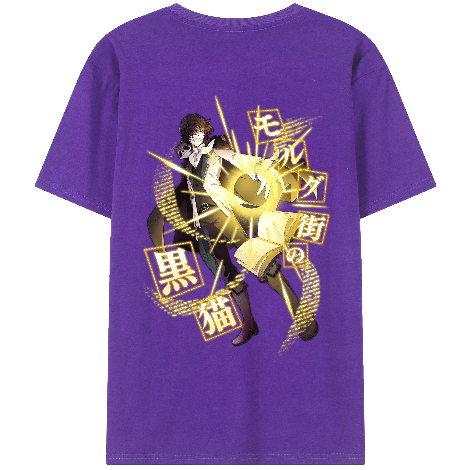 文豪ストレイドッグス Bungo Stray Dogs 綿100％ メンズ半袖Tシャツ（バックプリント） 通気性