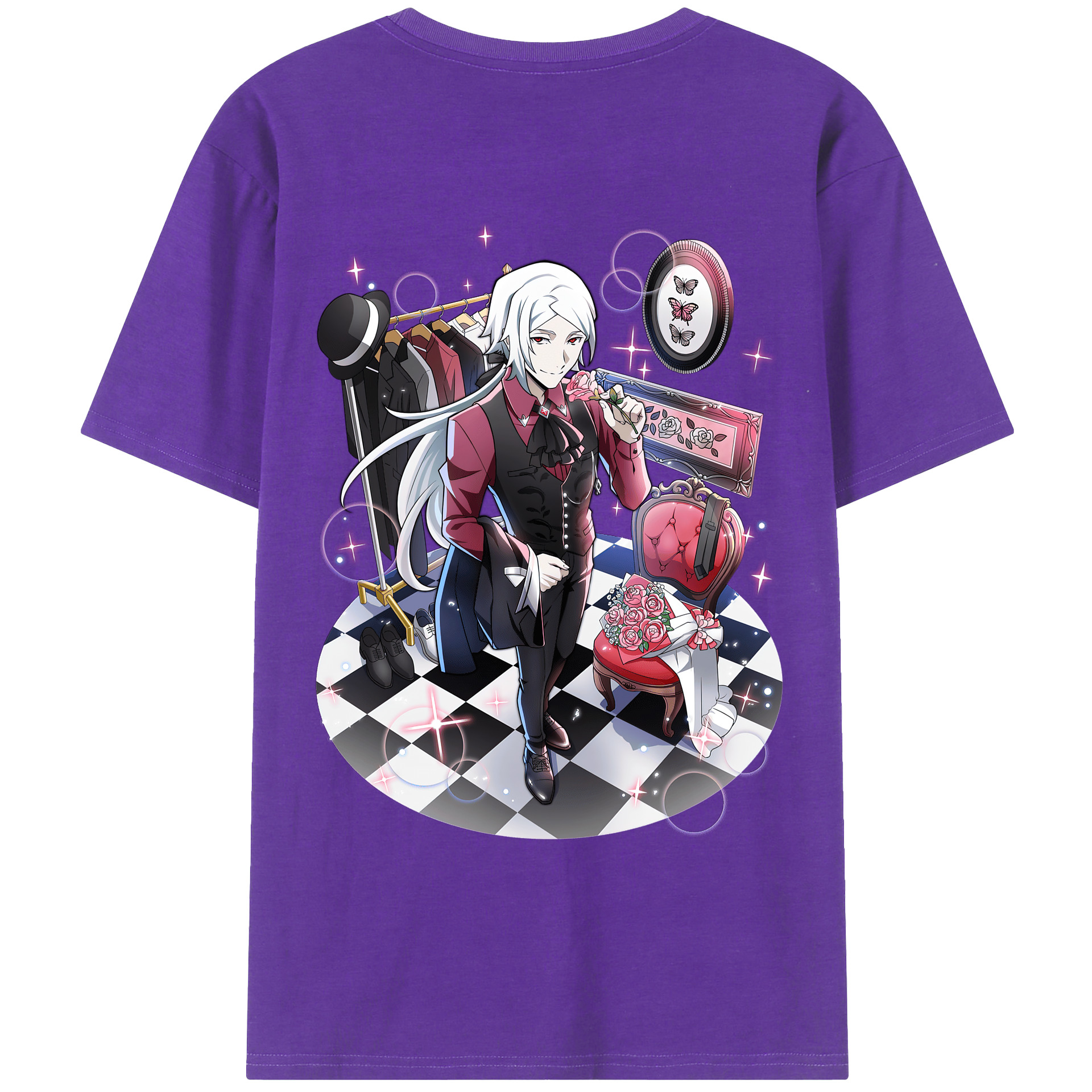 （画像用） 文豪ストレイドッグス Bungo Stray Dogs 綿100％ メンズ半袖Tシャツ（バックプリント） 通気性