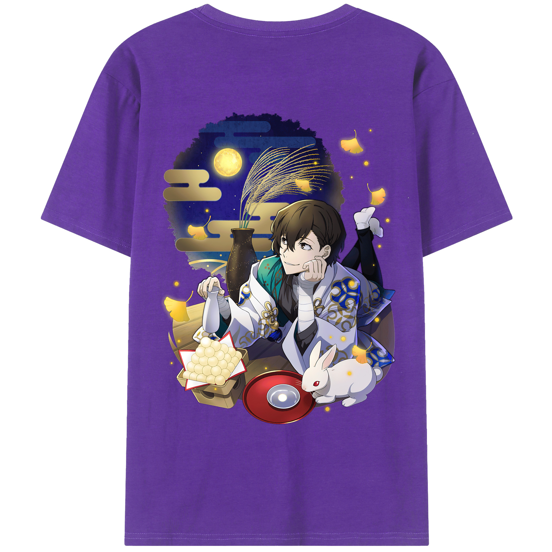 （画像用） 文豪ストレイドッグス Bungo Stray Dogs 綿100％ メンズ半袖Tシャツ（バックプリント） 通気性