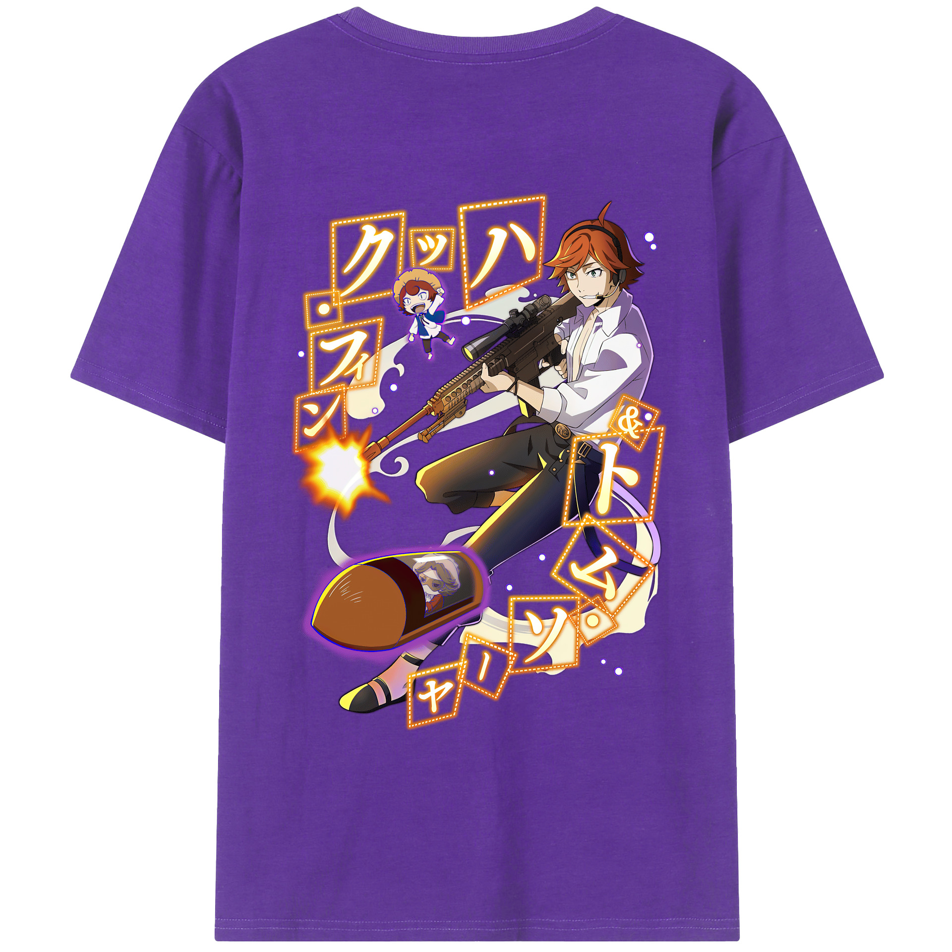 （画像用） 文豪ストレイドッグス Bungo Stray Dogs 綿100％ メンズ半袖Tシャツ（バックプリント） 通気性