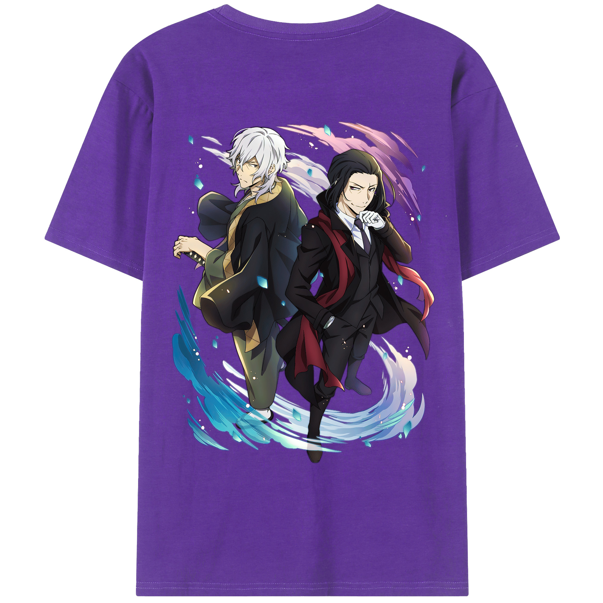 文豪ストレイドッグス Bungo Stray Dogs 綿100％ メンズ半袖Tシャツ（バックプリント） 通気性