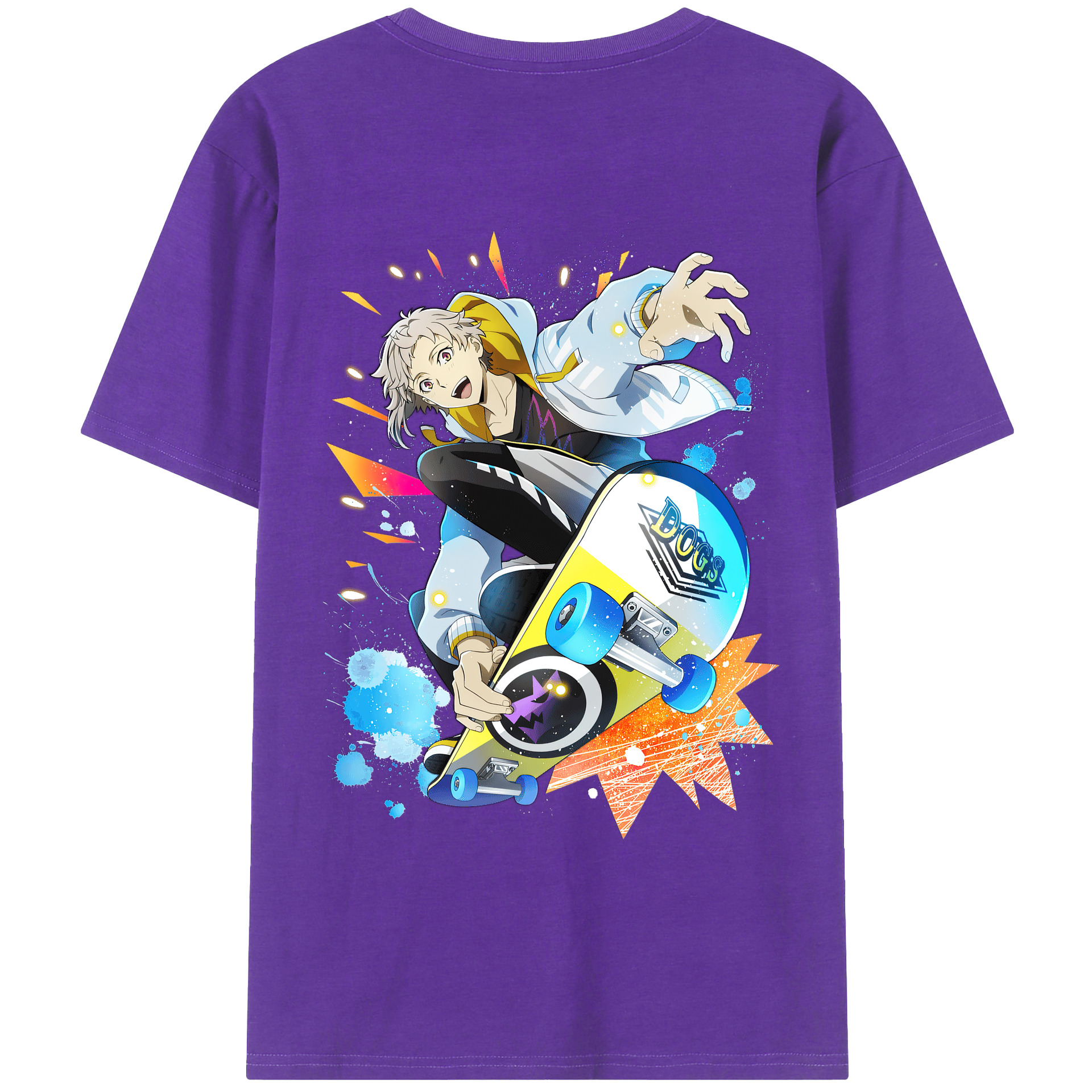 （画像用） 文豪ストレイドッグス Bungo Stray Dogs 綿100％ メンズ半袖Tシャツ（バックプリント） 通気性