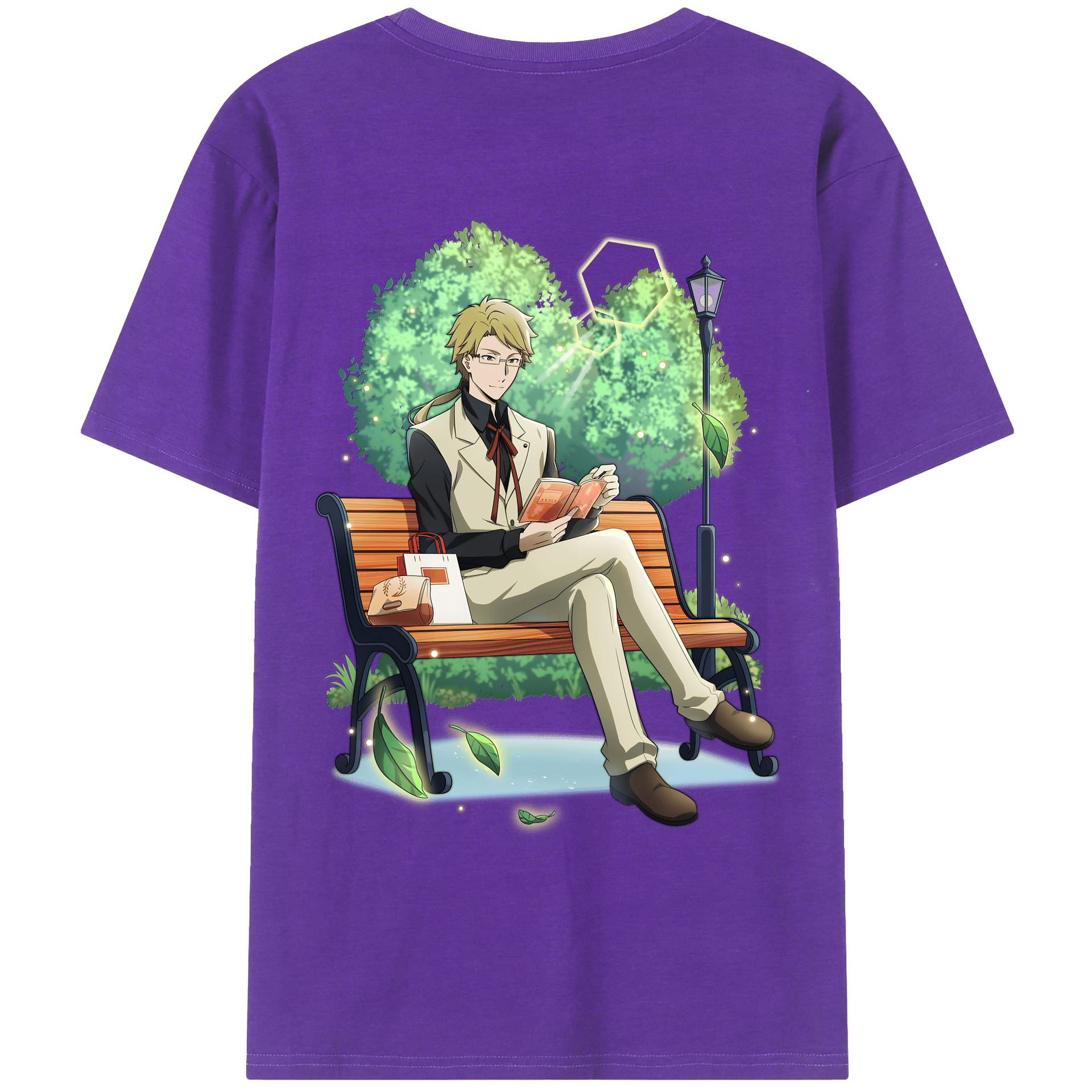 （画像用） 文豪ストレイドッグス Bungo Stray Dogs 綿100％ メンズ半袖Tシャツ（バックプリント） 通気性