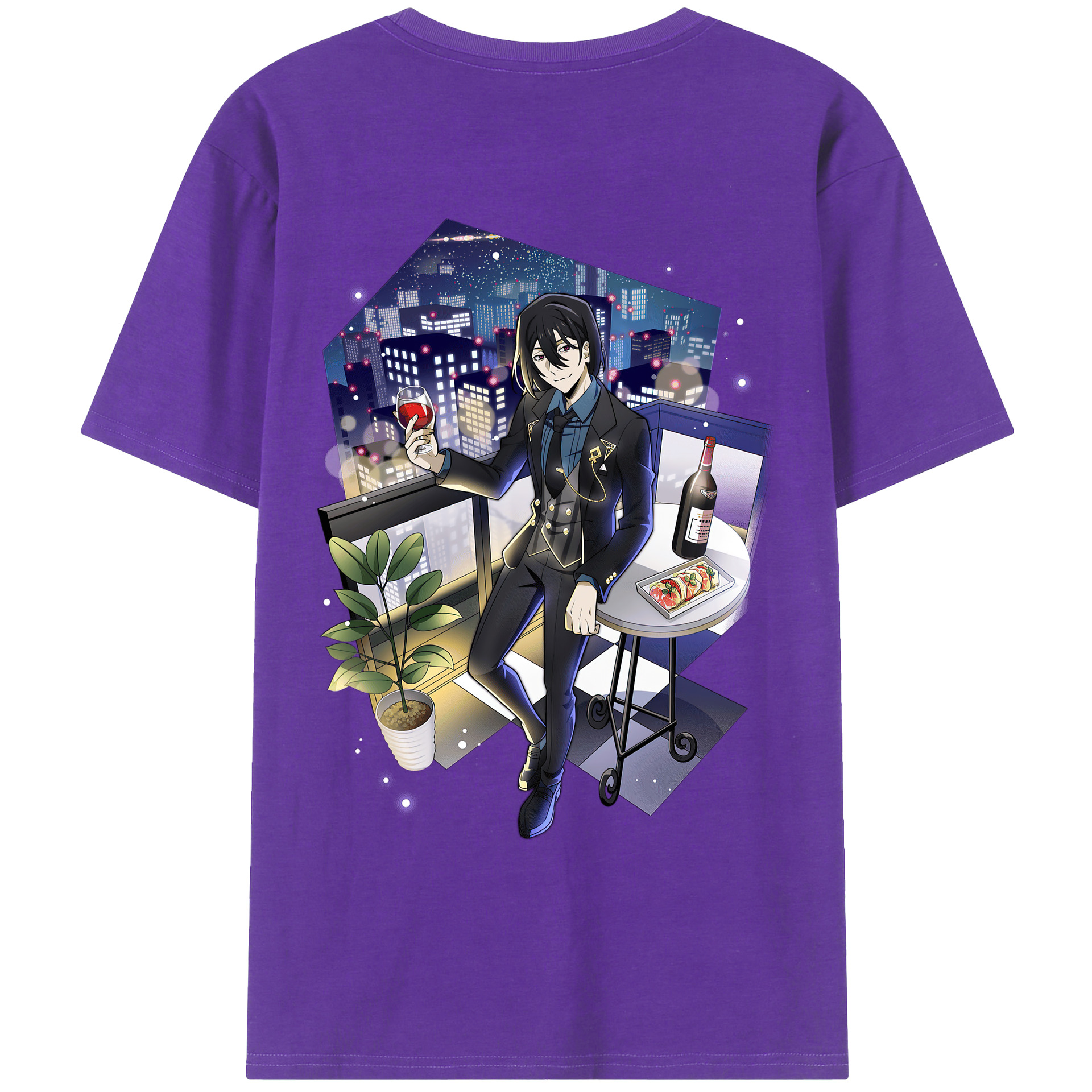 （画像用） 文豪ストレイドッグス Bungo Stray Dogs 綿100％ メンズ半袖Tシャツ（バックプリント） 通気性