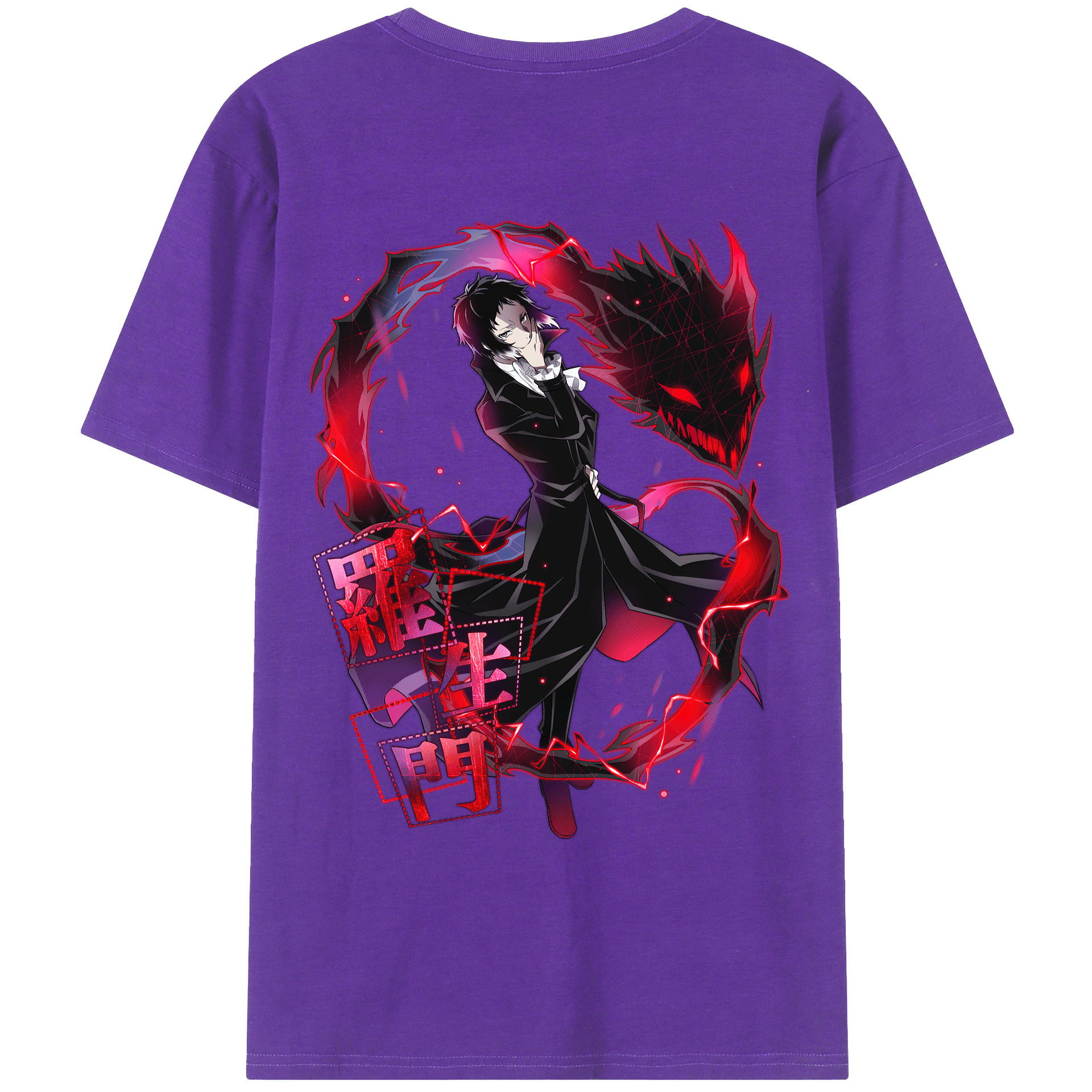 （画像用） 文豪ストレイドッグス Bungo Stray Dogs 綿100％ メンズ半袖Tシャツ（バックプリント） 通気性
