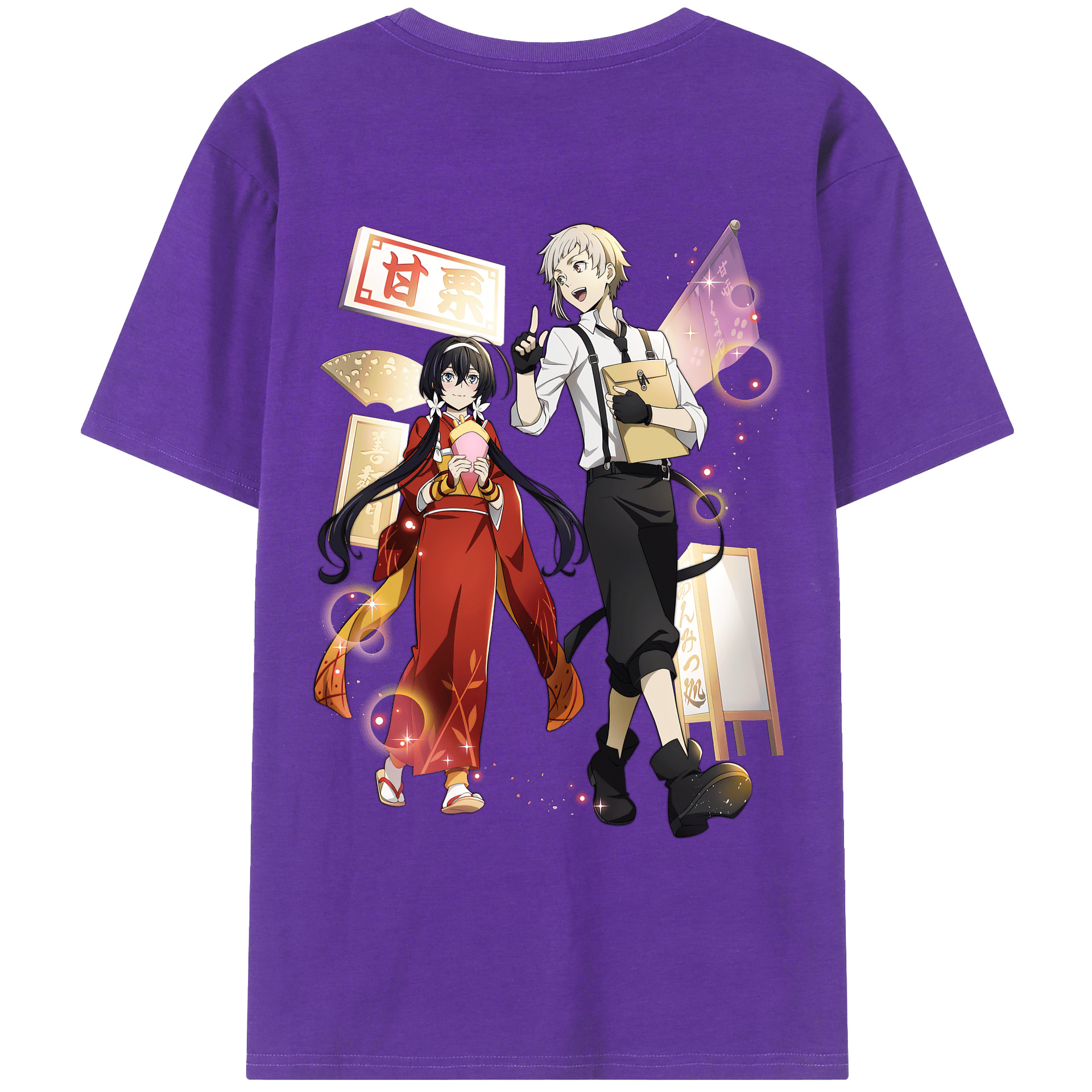 （画像用） 文豪ストレイドッグス Bungo Stray Dogs 綿100％ メンズ半袖Tシャツ（バックプリント） 通気性
