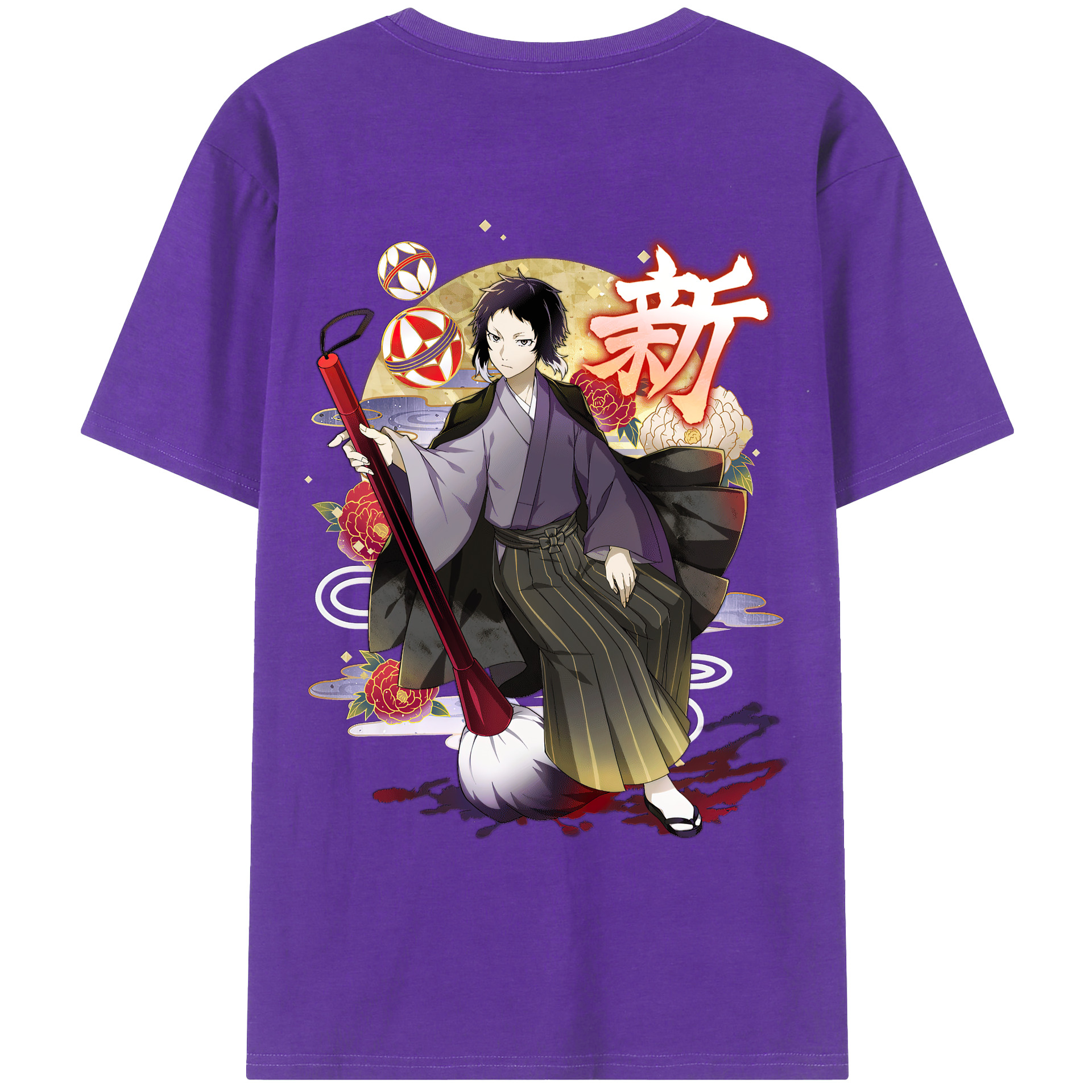 （画像用） 文豪ストレイドッグス Bungo Stray Dogs 綿100％ メンズ半袖Tシャツ（バックプリント） 通気性