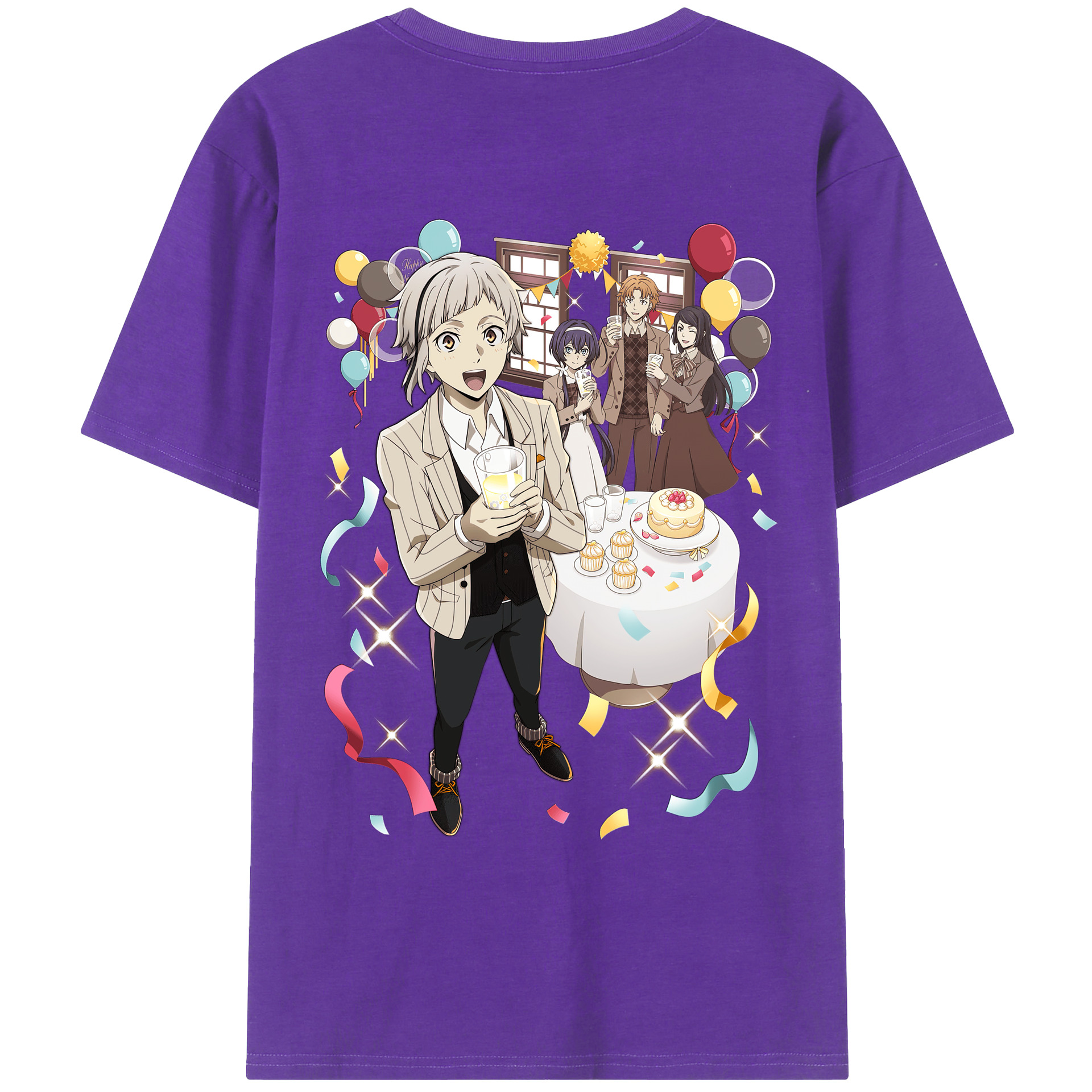 （画像用） 文豪ストレイドッグス Bungo Stray Dogs 綿100％ メンズ半袖Tシャツ（バックプリント） 通気性