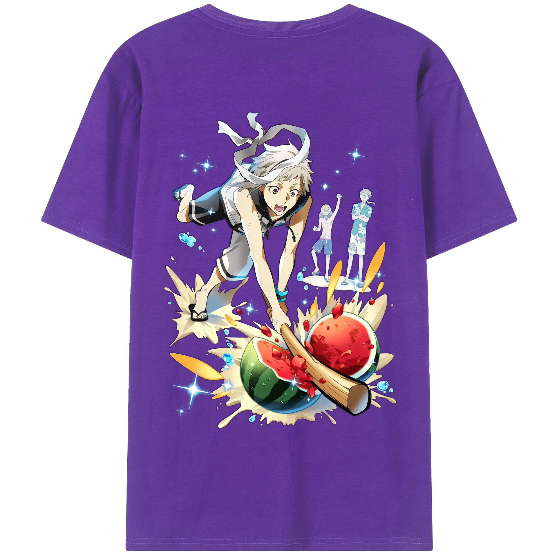 （画像用） 文豪ストレイドッグス Bungo Stray Dogs 綿100％ メンズ半袖Tシャツ（バックプリント） 通気性