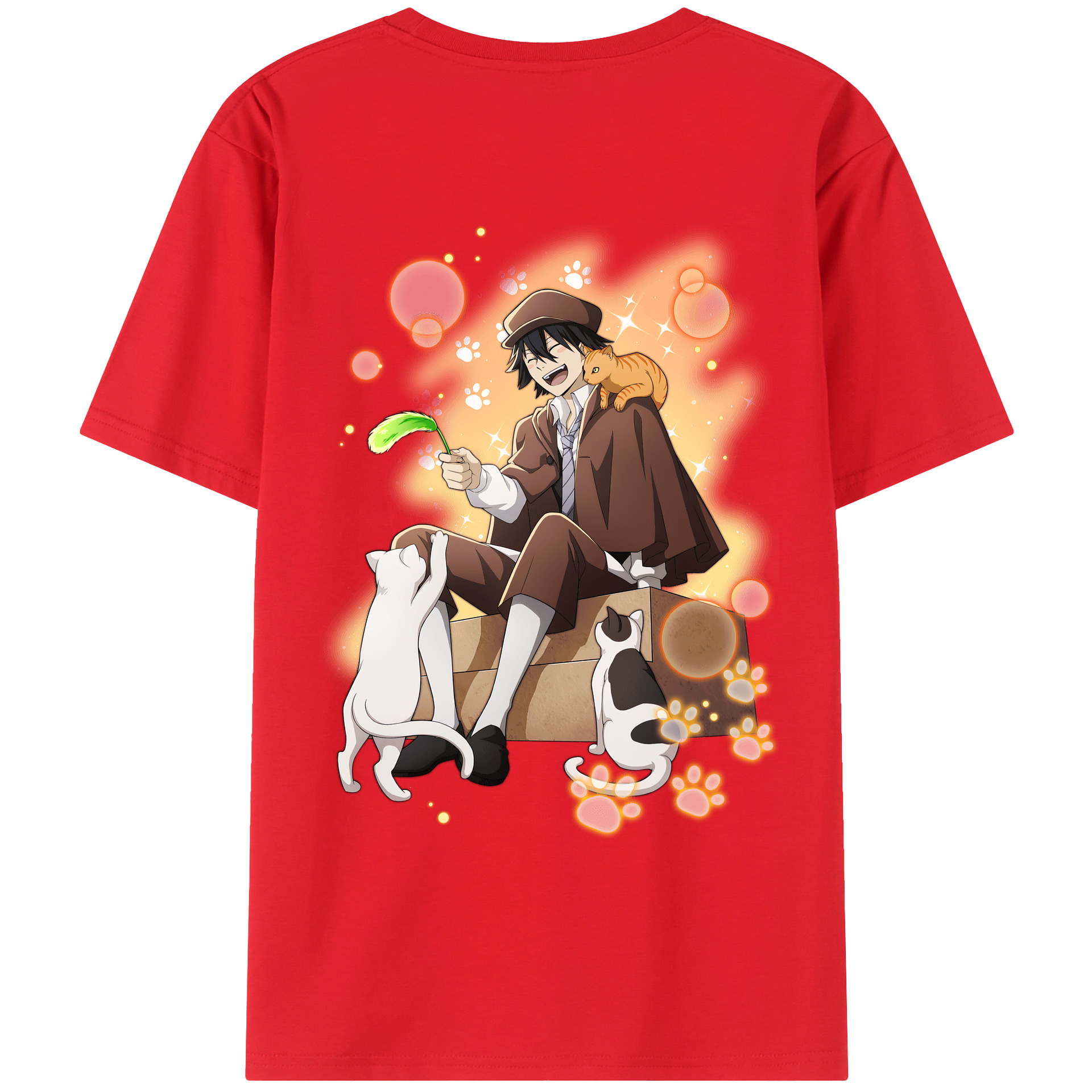 （画像用） 文豪ストレイドッグス Bungo Stray Dogs 綿100％ メンズ半袖Tシャツ（バックプリント） 通気性
