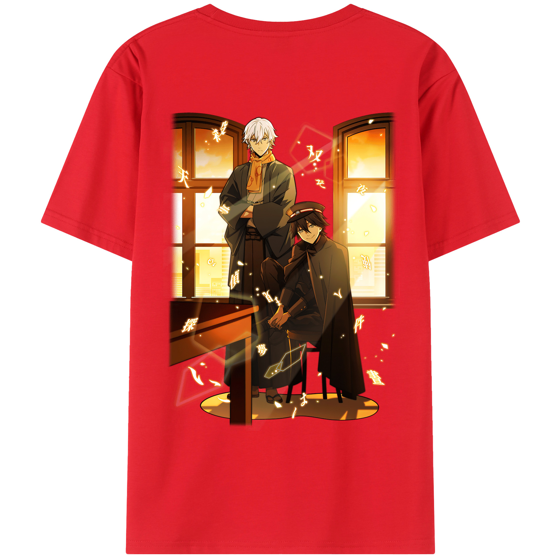 （画像用） 文豪ストレイドッグス Bungo Stray Dogs 綿100％ メンズ半袖Tシャツ（バックプリント） 通気性