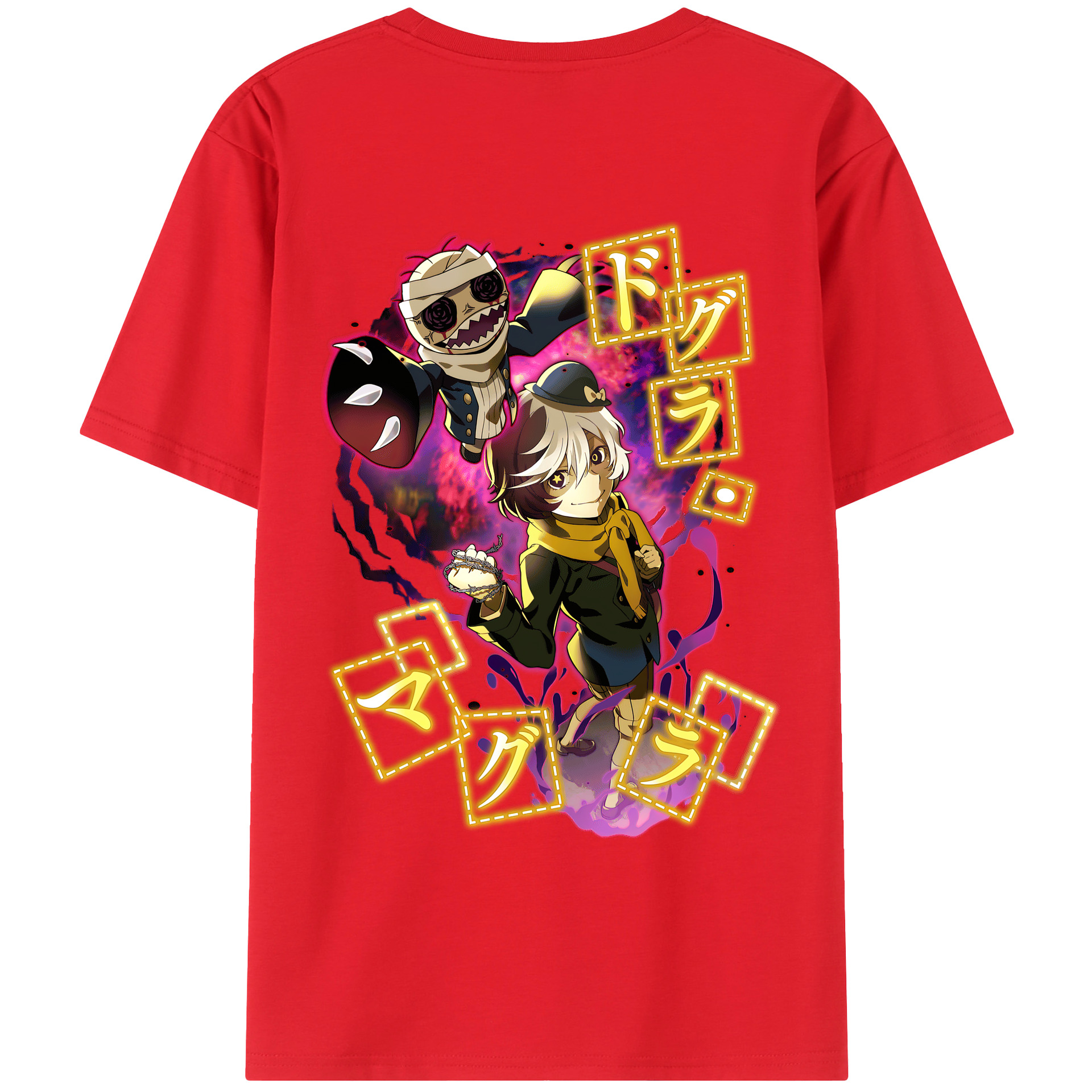 （画像用） 文豪ストレイドッグス Bungo Stray Dogs 綿100％ メンズ半袖Tシャツ（バックプリント） 通気性
