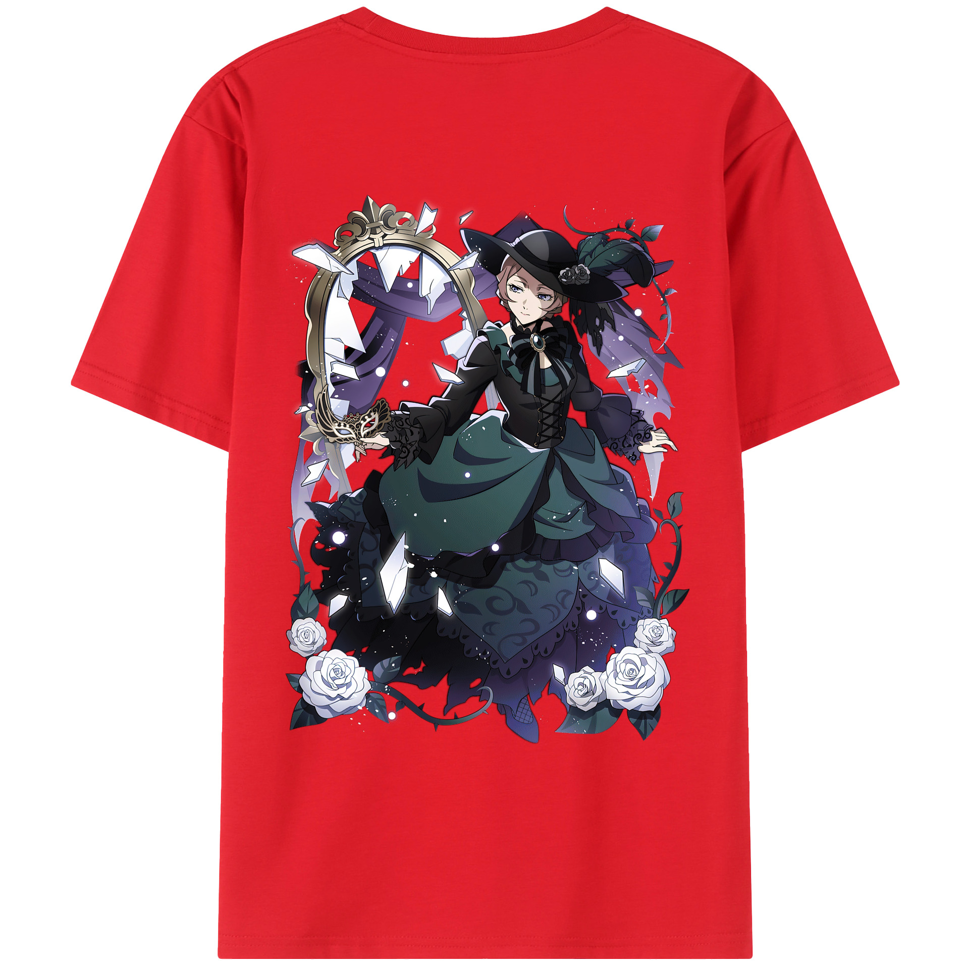 （画像用） 文豪ストレイドッグス Bungo Stray Dogs 綿100％ メンズ半袖Tシャツ（バックプリント） 通気性