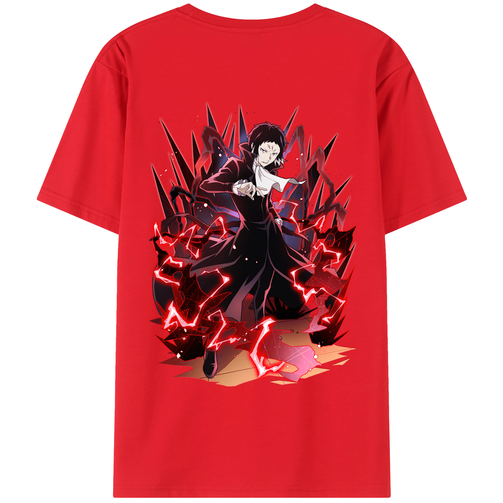 （画像用） 文豪ストレイドッグス Bungo Stray Dogs 綿100％ メンズ半袖Tシャツ（バックプリント） 通気性