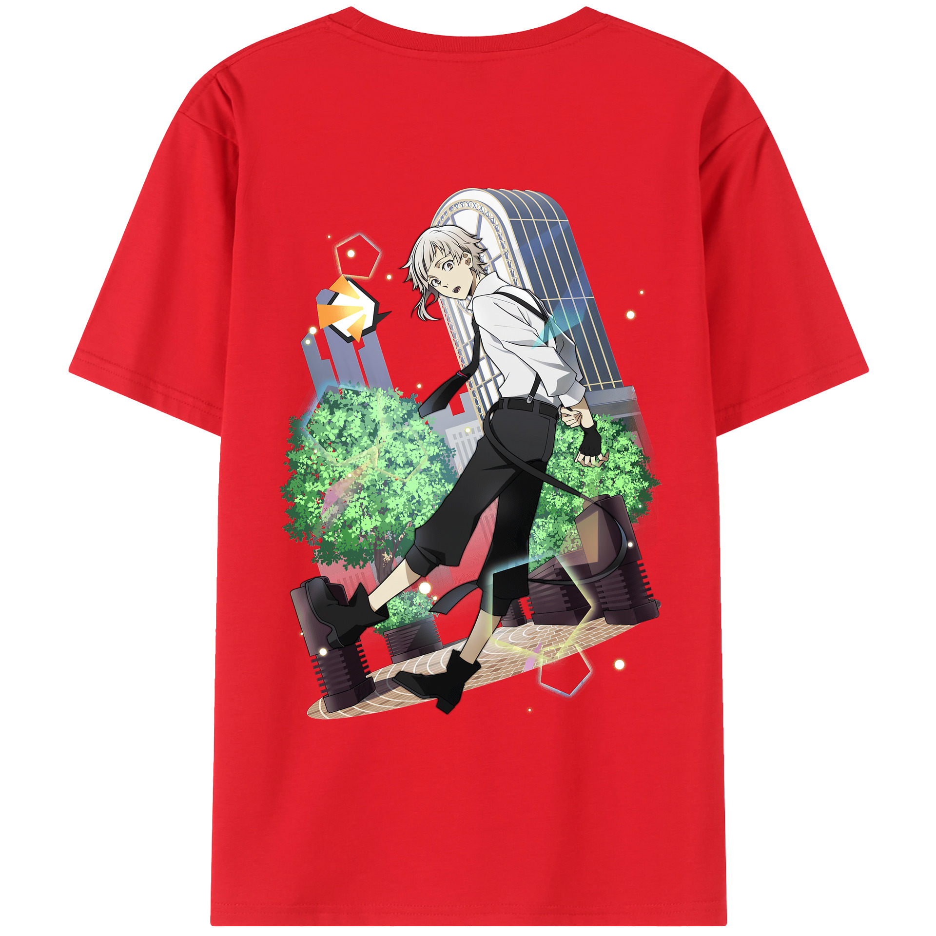 （画像用） 文豪ストレイドッグス Bungo Stray Dogs 綿100％ メンズ半袖Tシャツ（バックプリント） 通気性