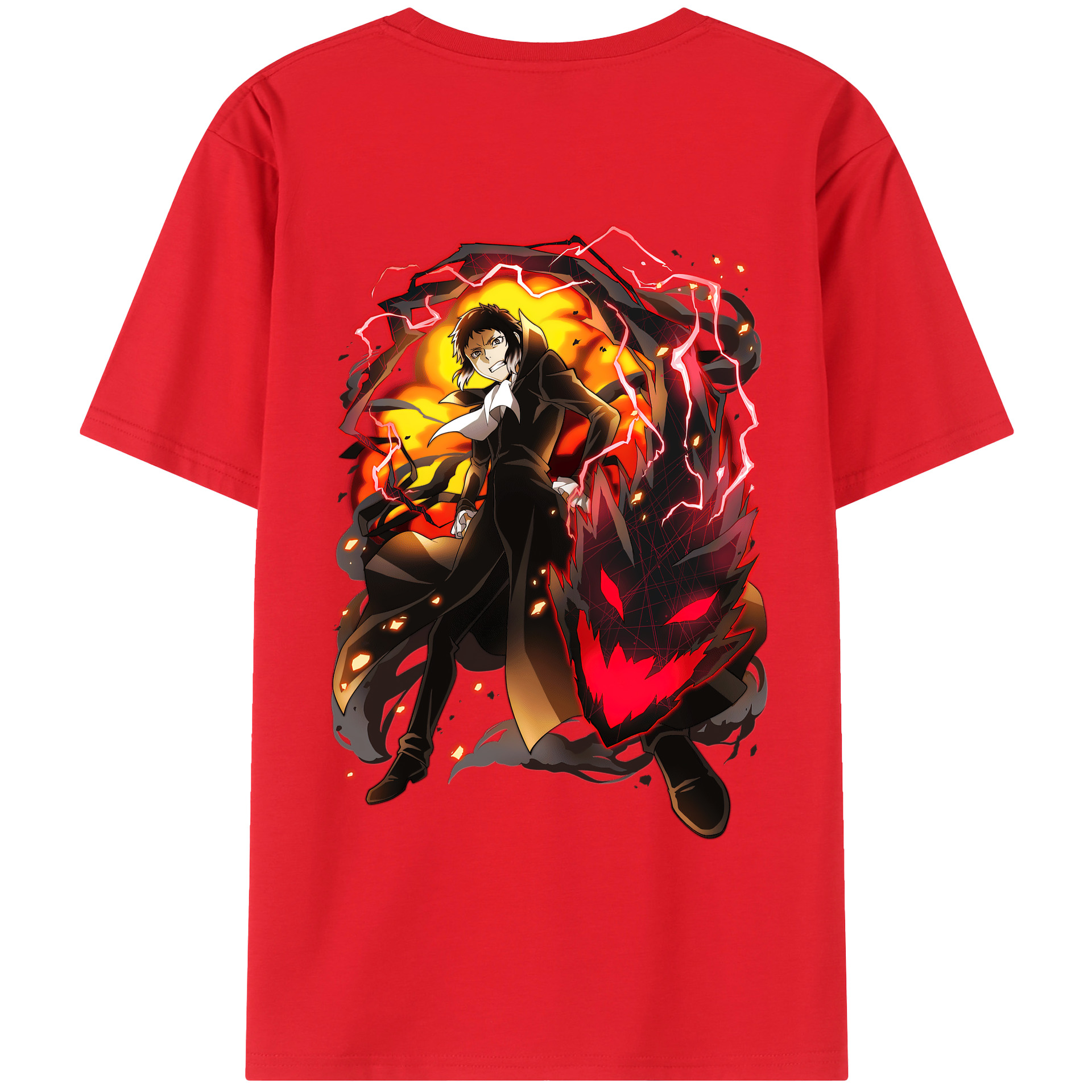 （画像用） 文豪ストレイドッグス Bungo Stray Dogs 綿100％ メンズ半袖Tシャツ（バックプリント） 通気性