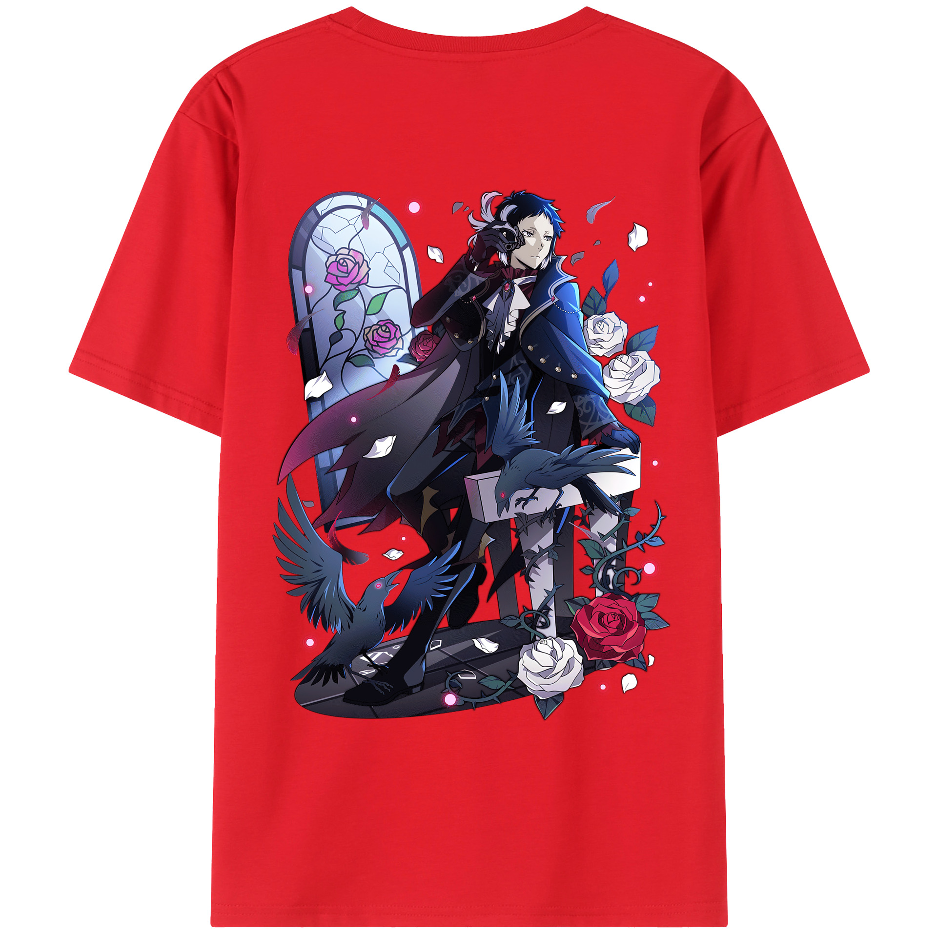 （画像用） 文豪ストレイドッグス Bungo Stray Dogs 綿100％ メンズ半袖Tシャツ（バックプリント） 通気性