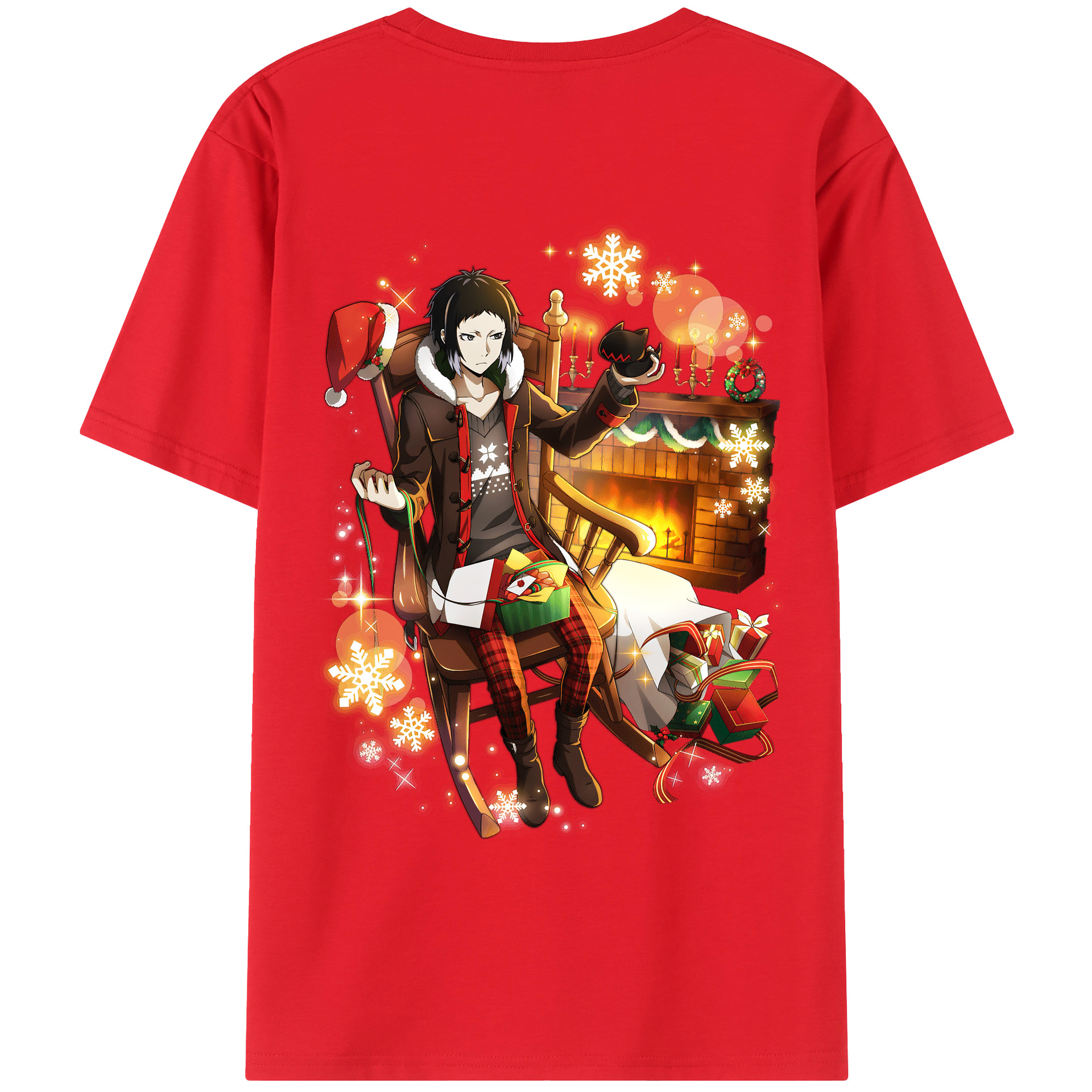 （画像用） 文豪ストレイドッグス Bungo Stray Dogs 綿100％ メンズ半袖Tシャツ（バックプリント） 通気性