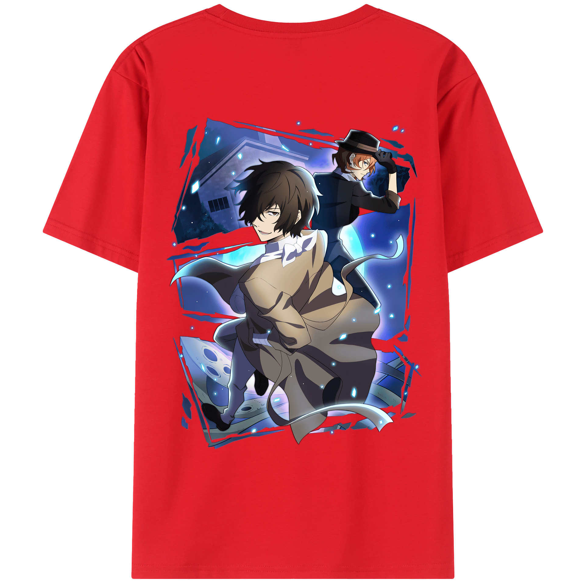 （画像用） 文豪ストレイドッグス Bungo Stray Dogs 綿100％ メンズ半袖Tシャツ（バックプリント） 通気性