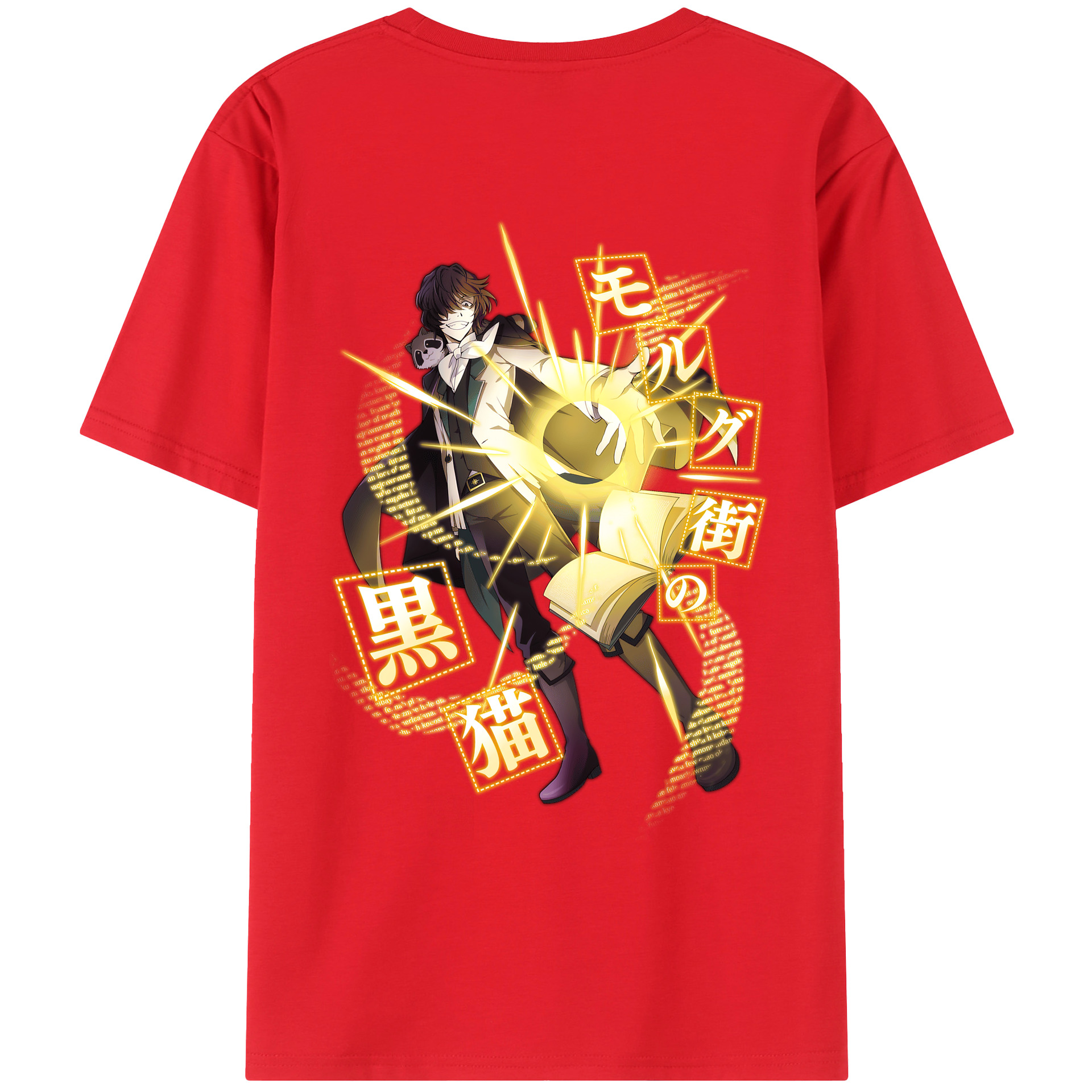 文豪ストレイドッグス Bungo Stray Dogs 綿100％ メンズ半袖Tシャツ（バックプリント） 通気性