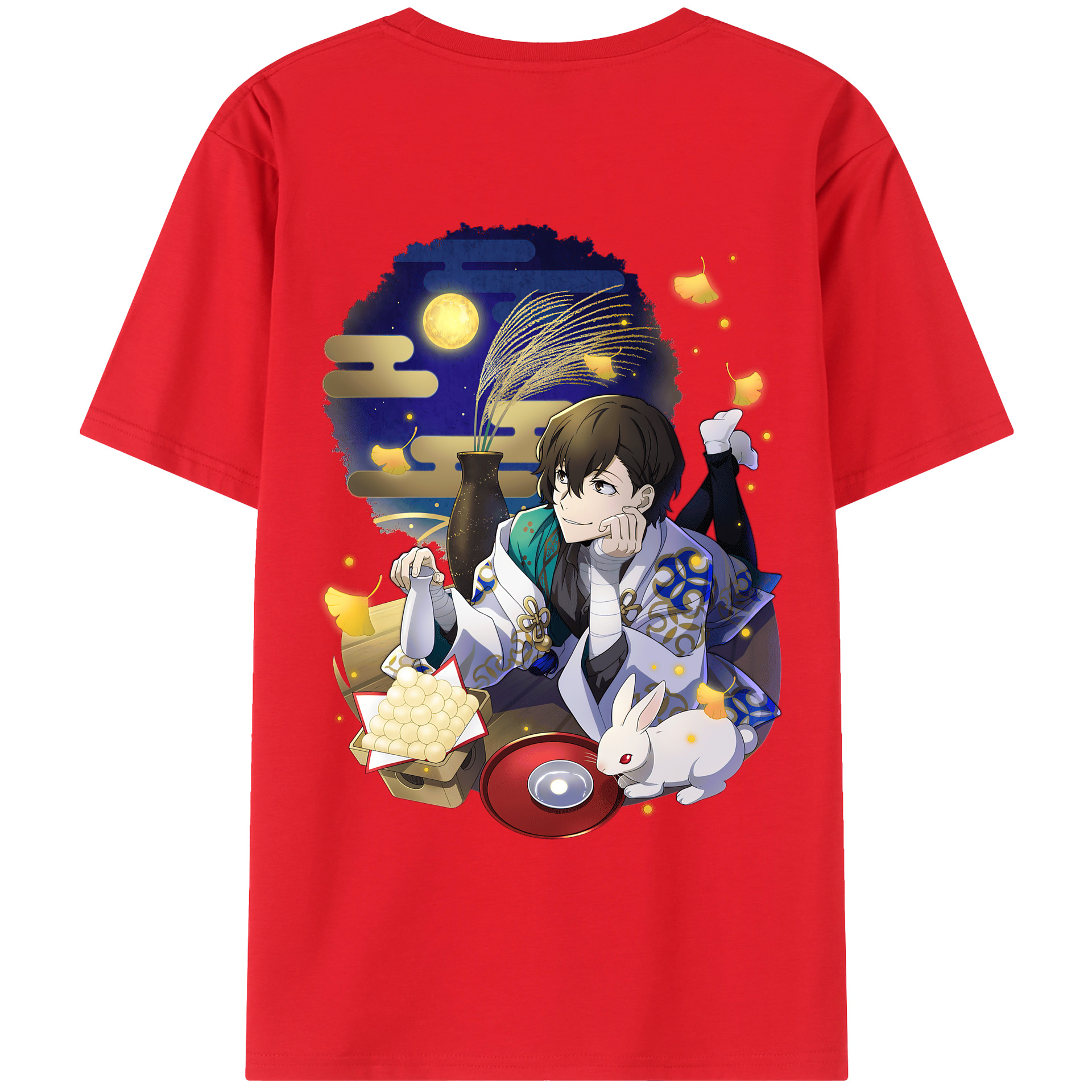 （画像用） 文豪ストレイドッグス Bungo Stray Dogs 綿100％ メンズ半袖Tシャツ（バックプリント） 通気性