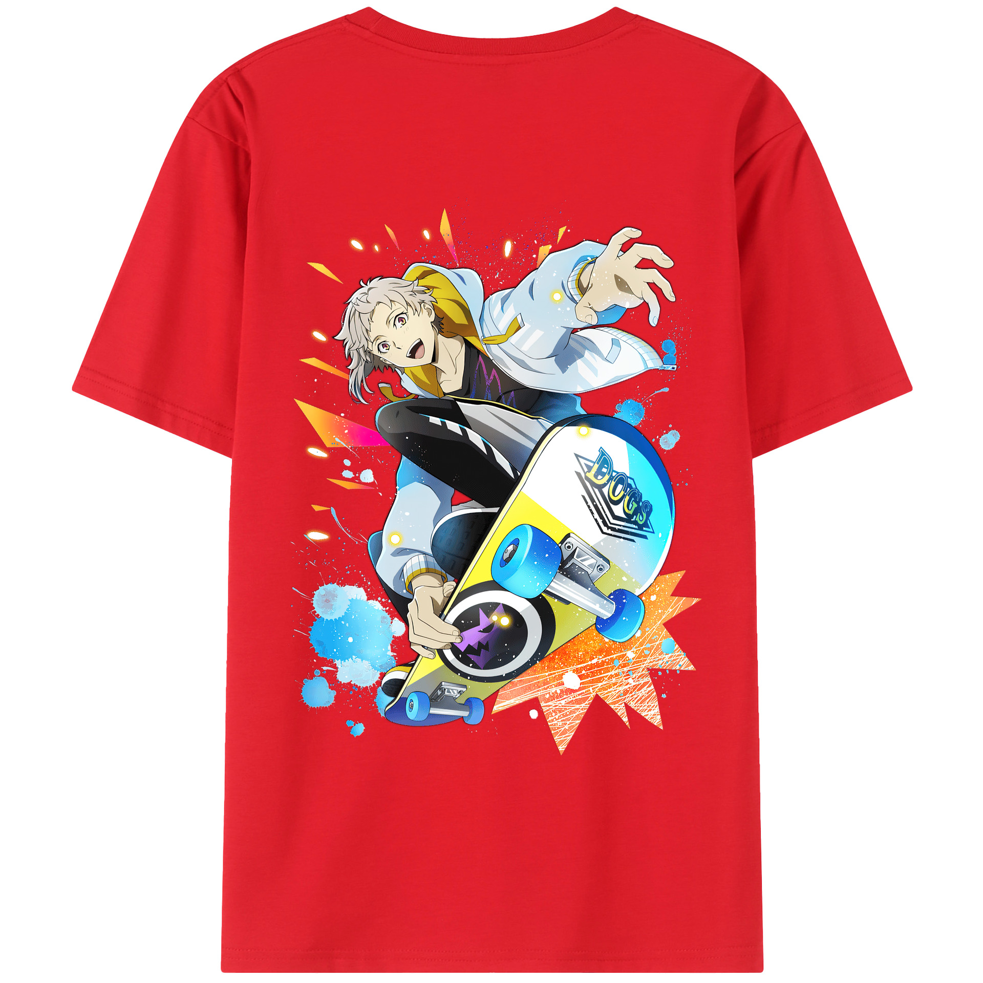 （画像用） 文豪ストレイドッグス Bungo Stray Dogs 綿100％ メンズ半袖Tシャツ（バックプリント） 通気性